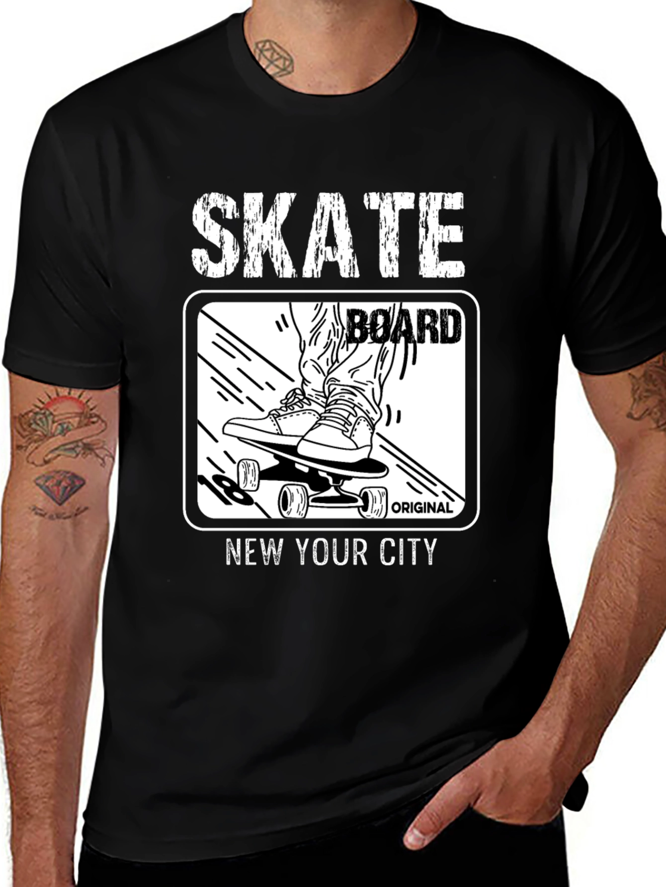 Variant 13 of Skate Board New York City Black Graphic T-Shirt