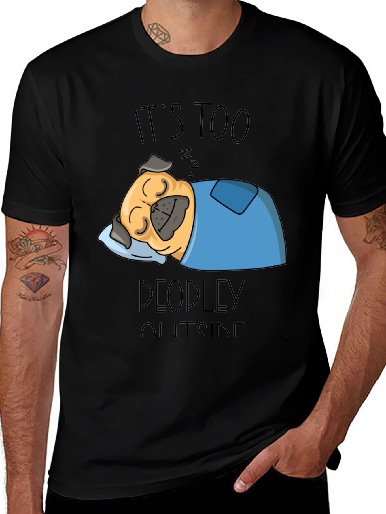 Variant 25 of Funny Sleeping Pug T-Shirt - Introvert Tee