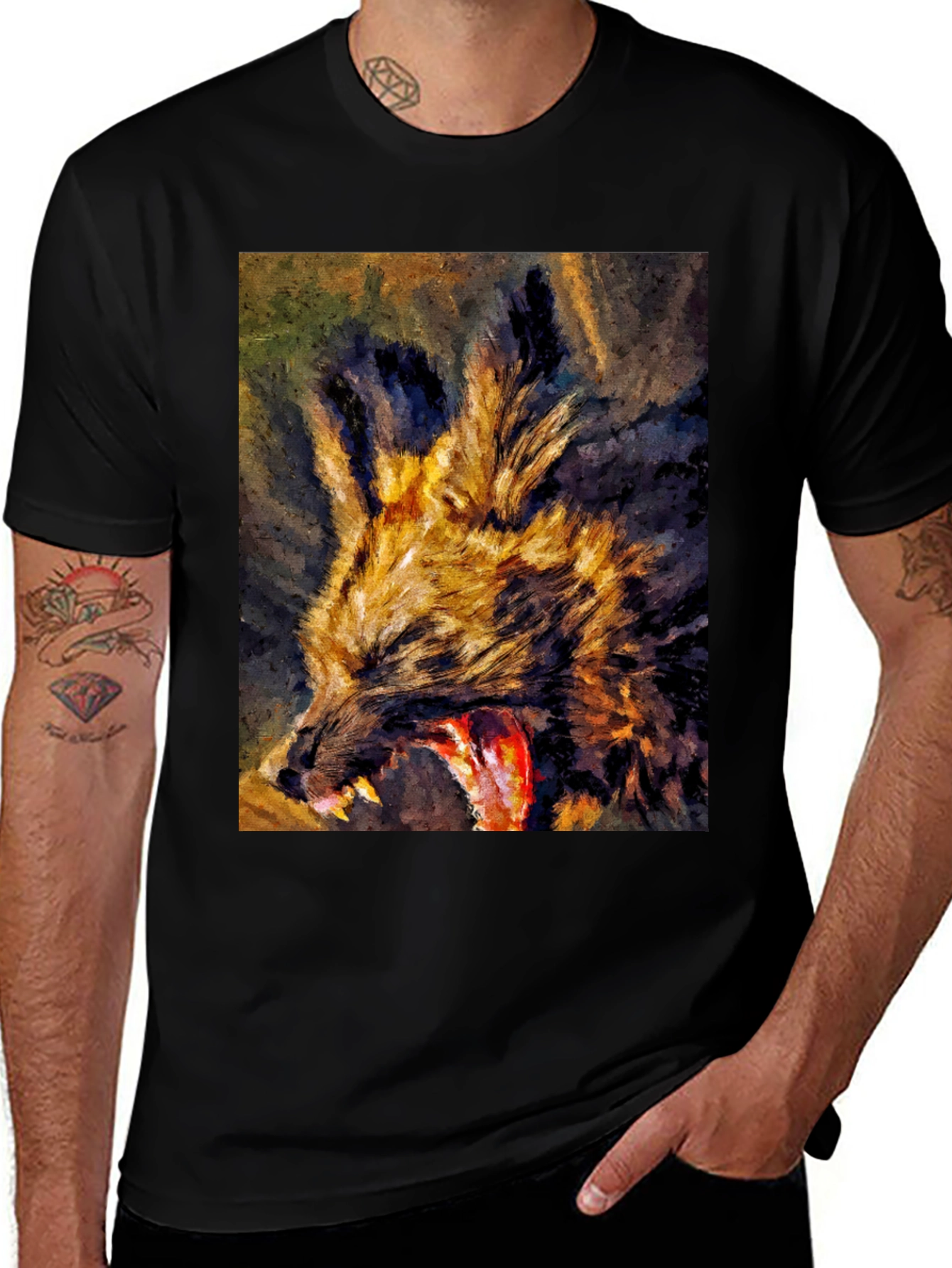 Wild Dog Graphic Tee - Unique Art Design