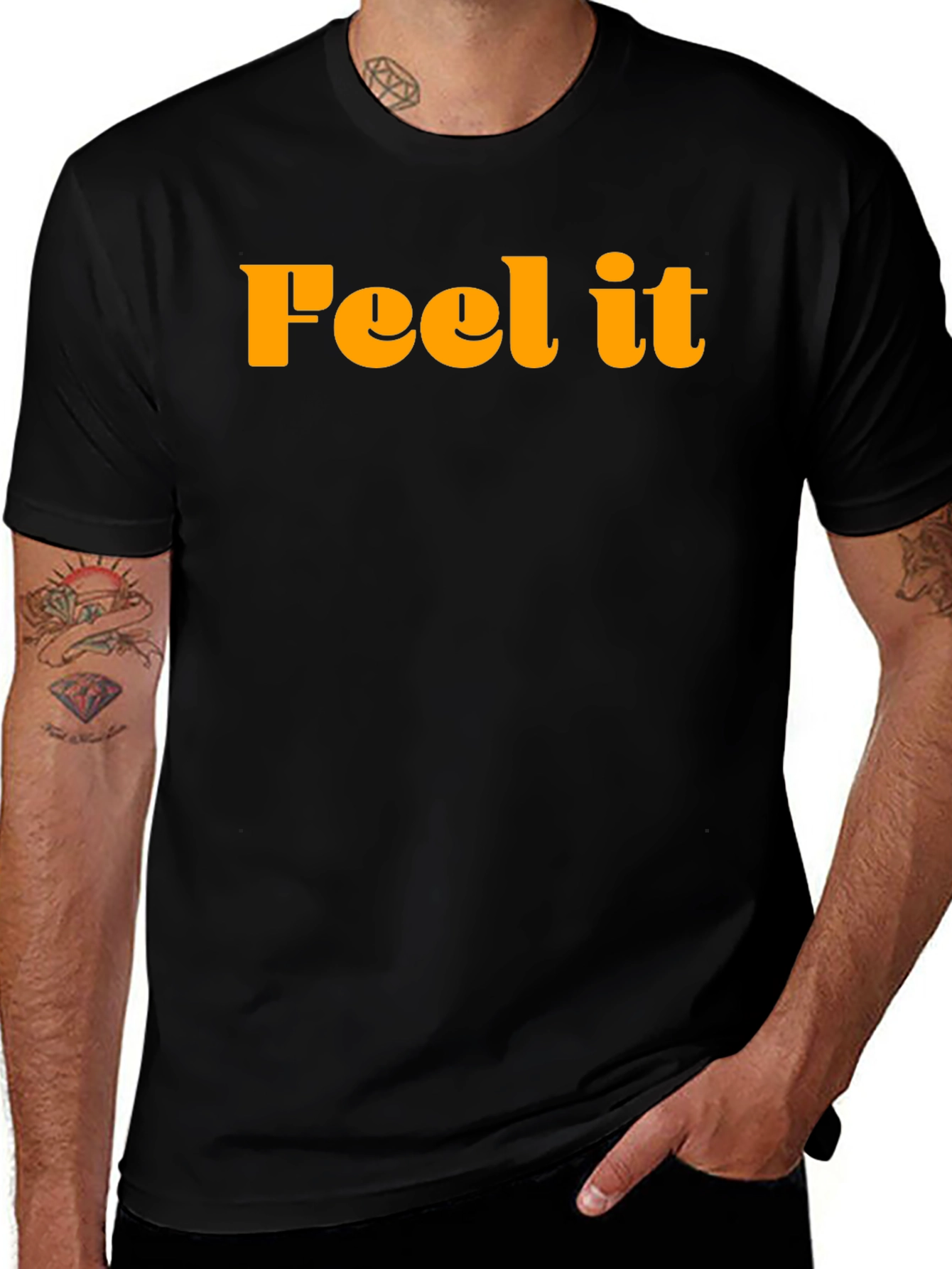 Variant 8 of Feel It Graphic Tee - Trendy Black T-Shirt