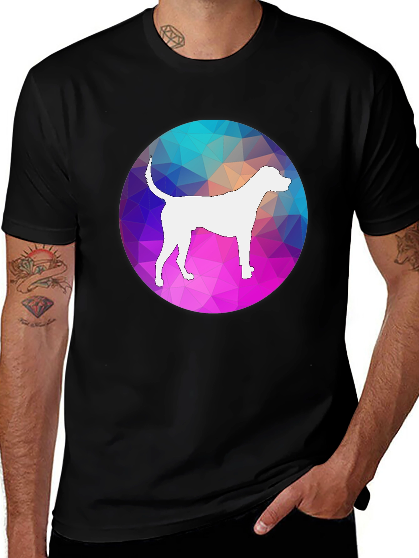 Variant 4 of Dog Silhouette Geometric T-Shirt