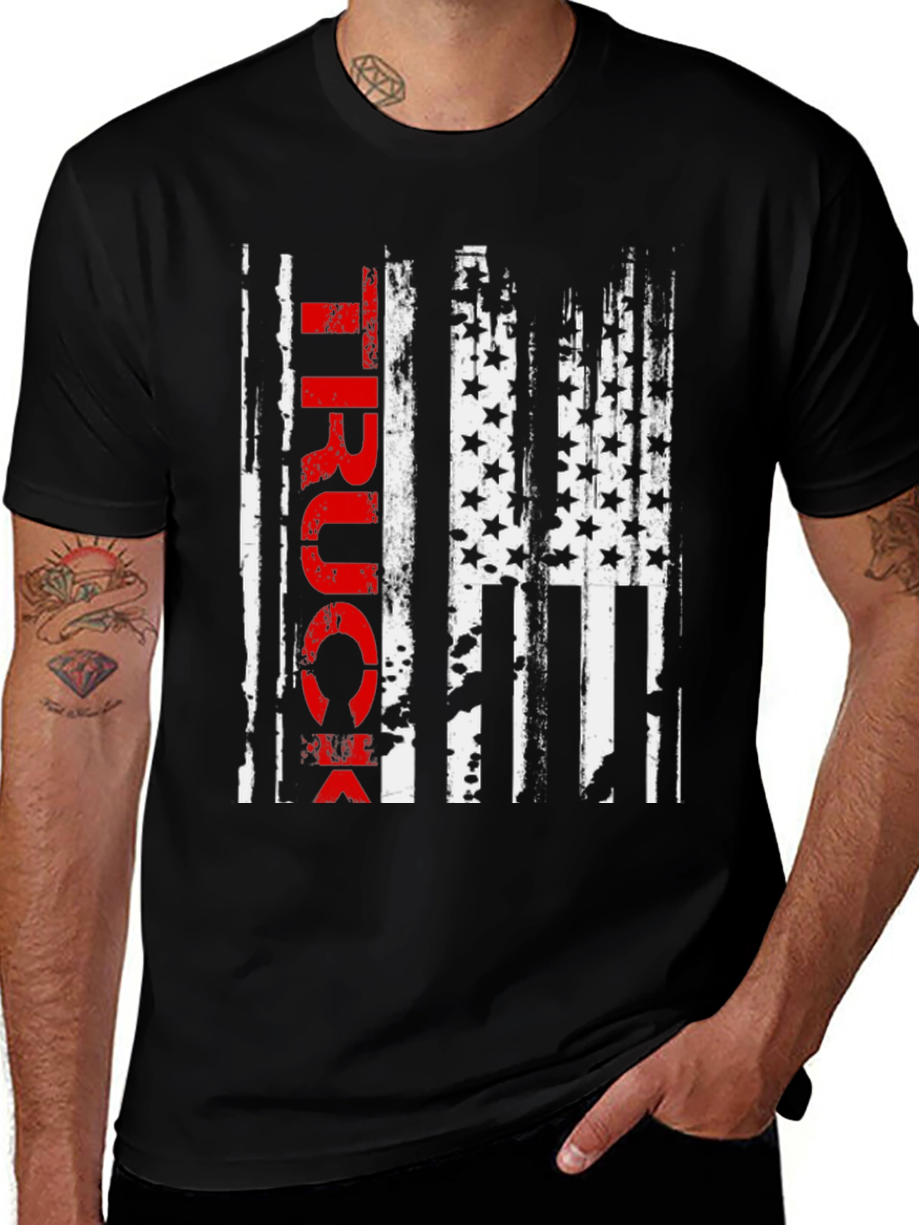 Variant 27 of Truck American Flag Graphic Tee - Patriotic Style