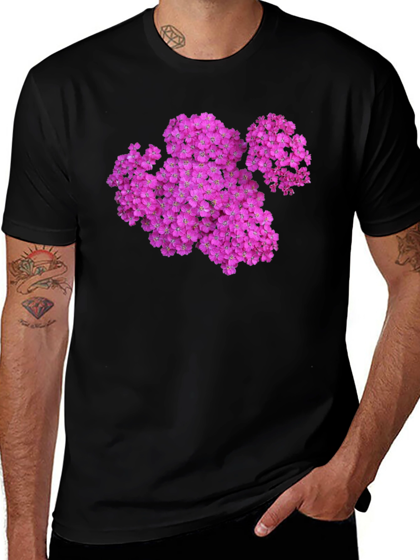 Variant 12 of Floral Print Black T-Shirt