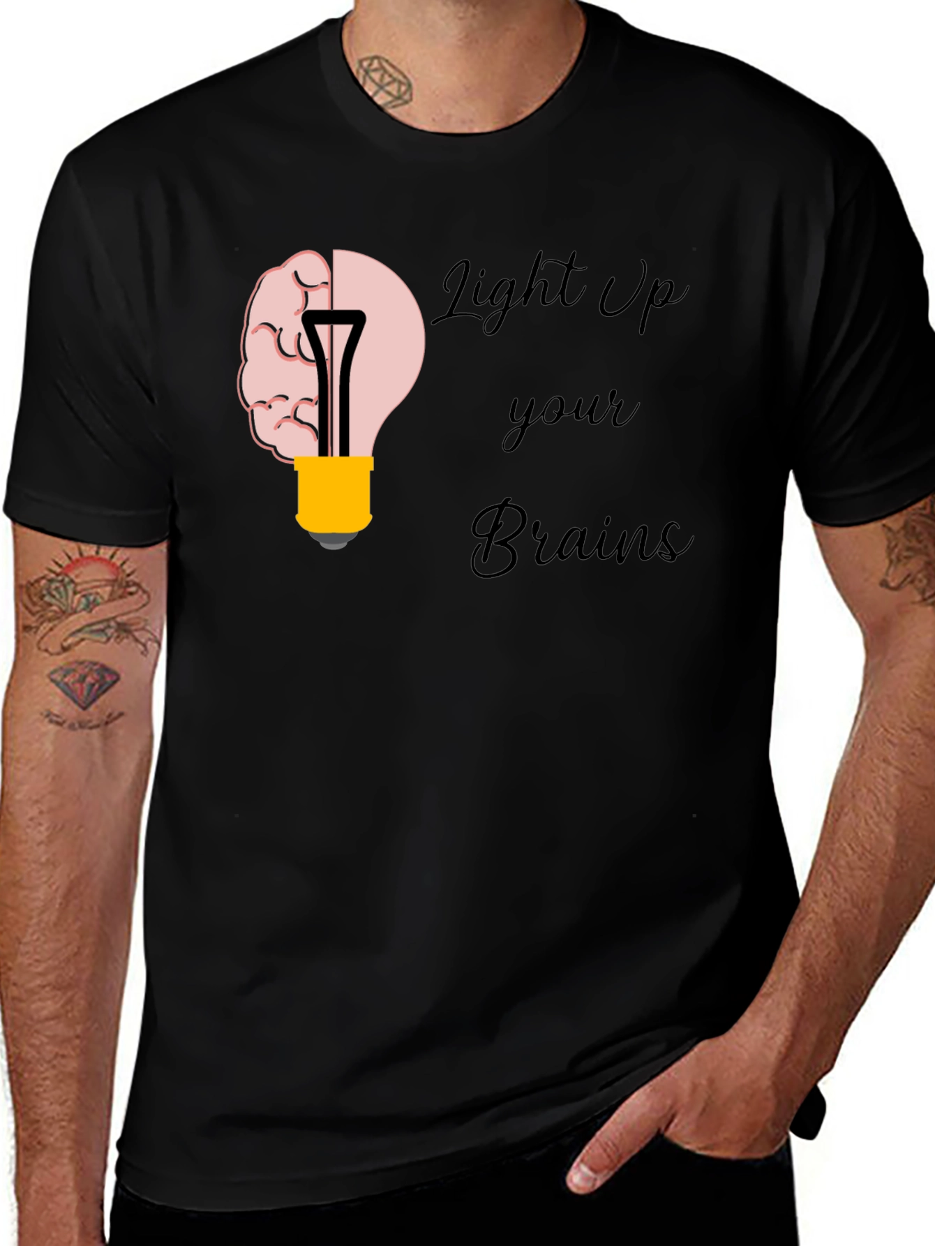Variant 7 of Light Up Your Brains Graphic T-Shirt - Black