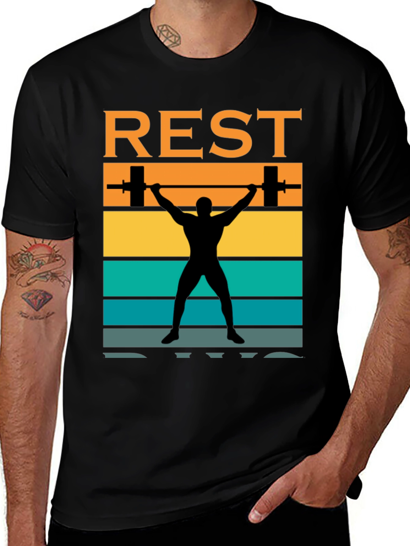 Variant 28 of Rest Day Gym T-Shirt Weightlifting Tee
