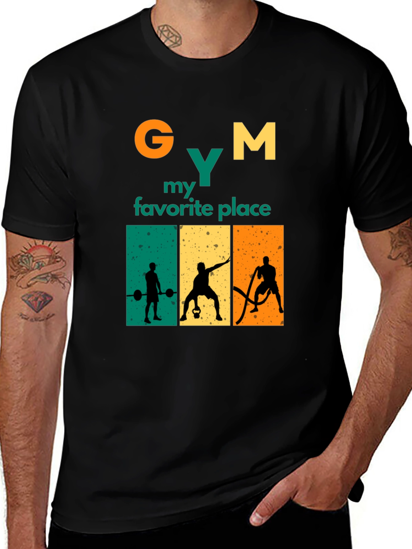 Variant 14 of Gym My Favorite Place Black Graphic Tee
