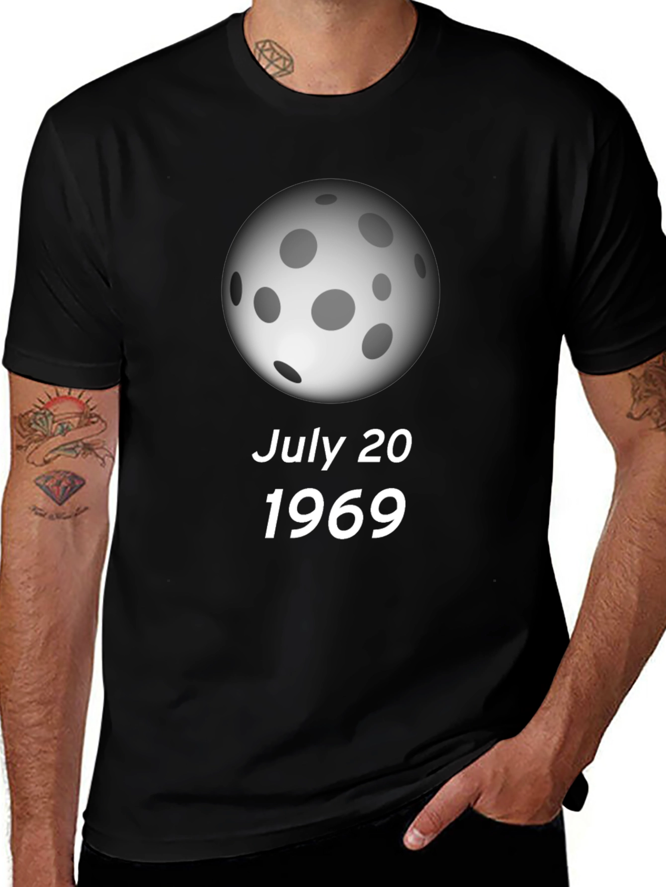 Variant 2 of July 20 1969 Moon Landing Black T-Shirt