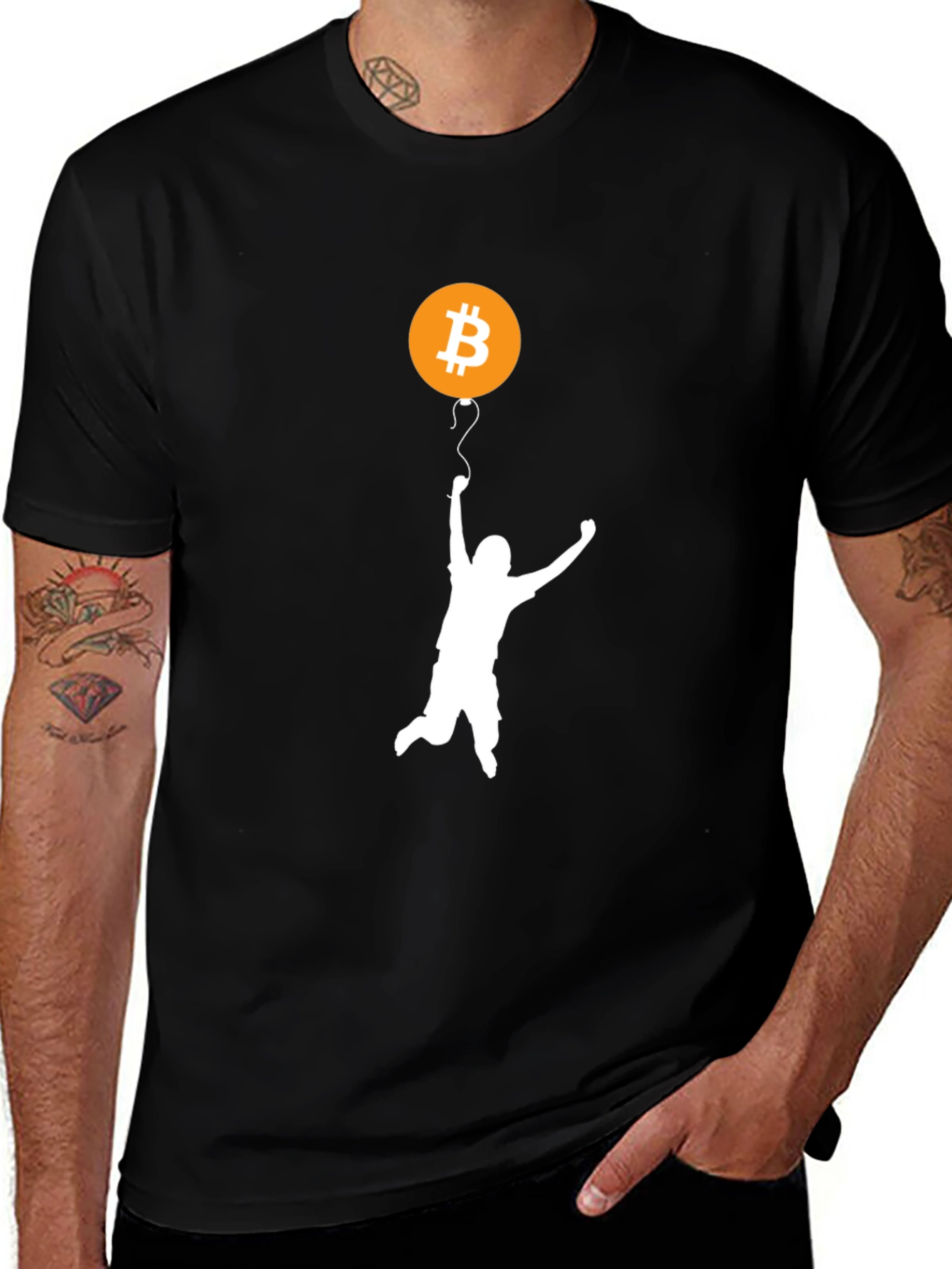 Bitcoin Balloon Graphic Tee - Crypto Enthusiast Shirt