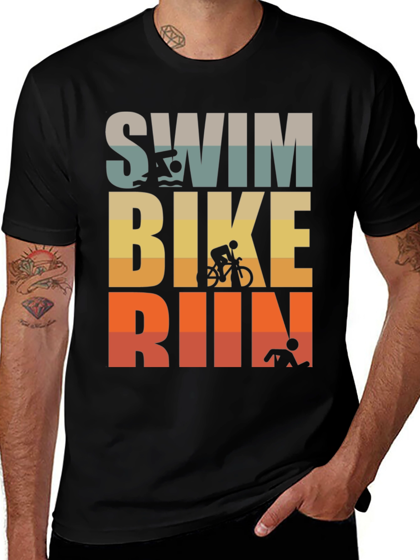 Variant 18 of Triathlon T-Shirt: Swim, Bike, Run!