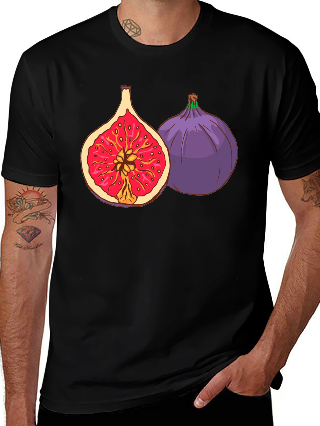 Variant 4 of Fig Fruit Graphic Black T-Shirt