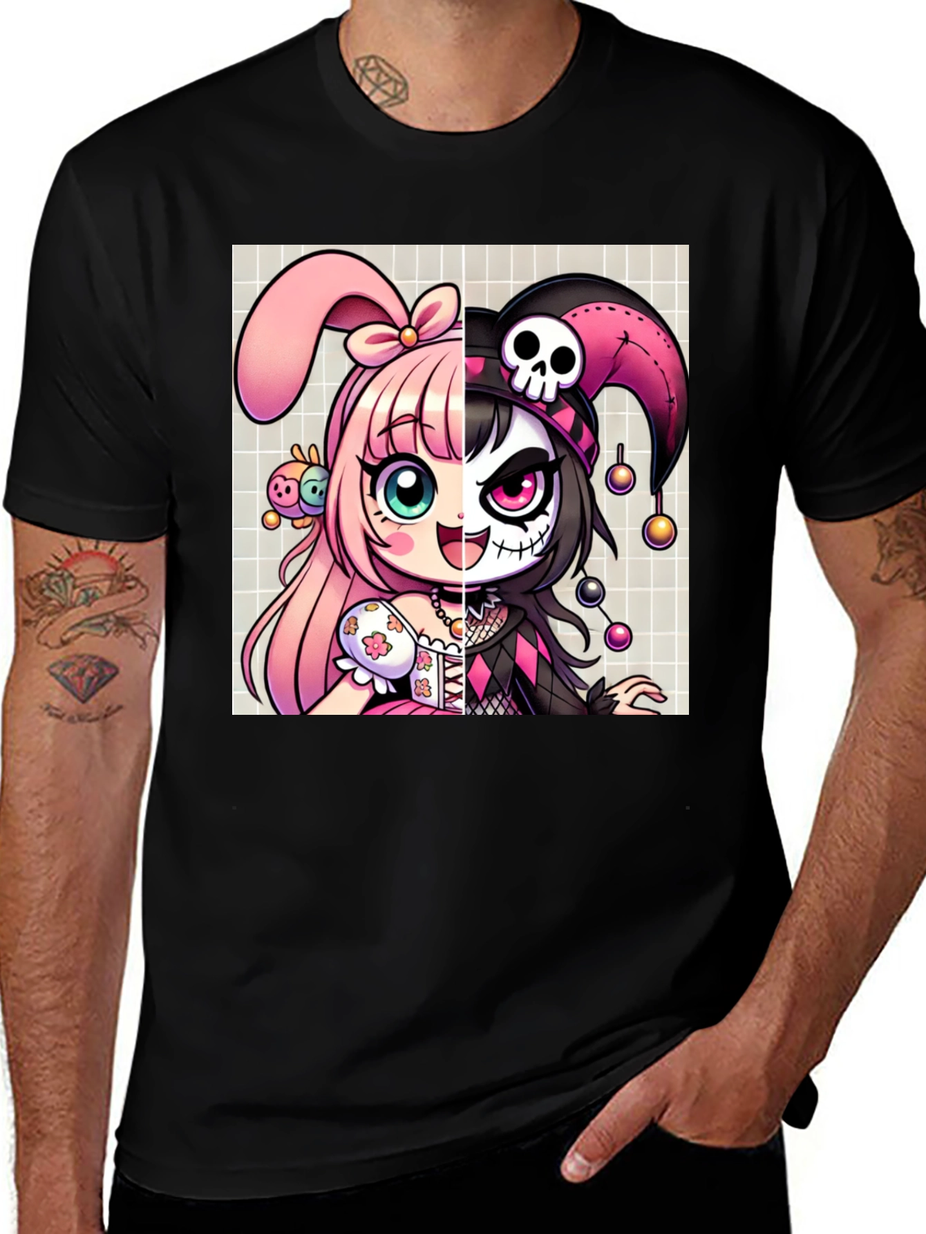 Variant 27 of Anime Girl Split Face Graphic Tee