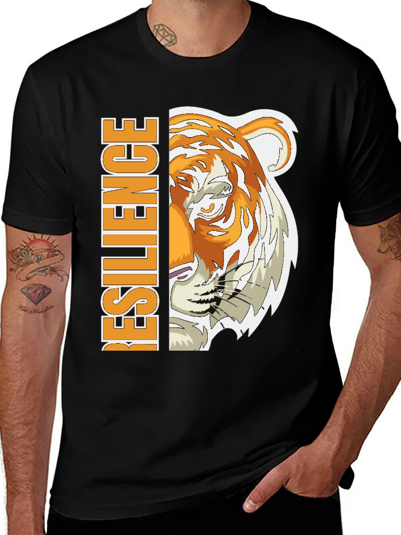 Resilience Tiger Graphic Tee - Black Cotton Blend