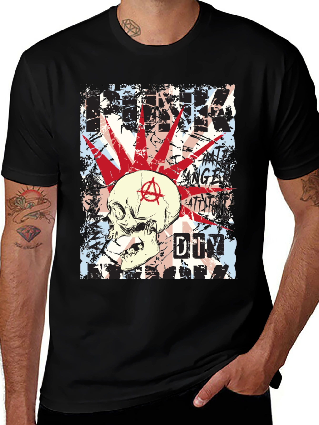 Variant 21 of Punk Skull Graphic Tee - Edgy Anarchy Style