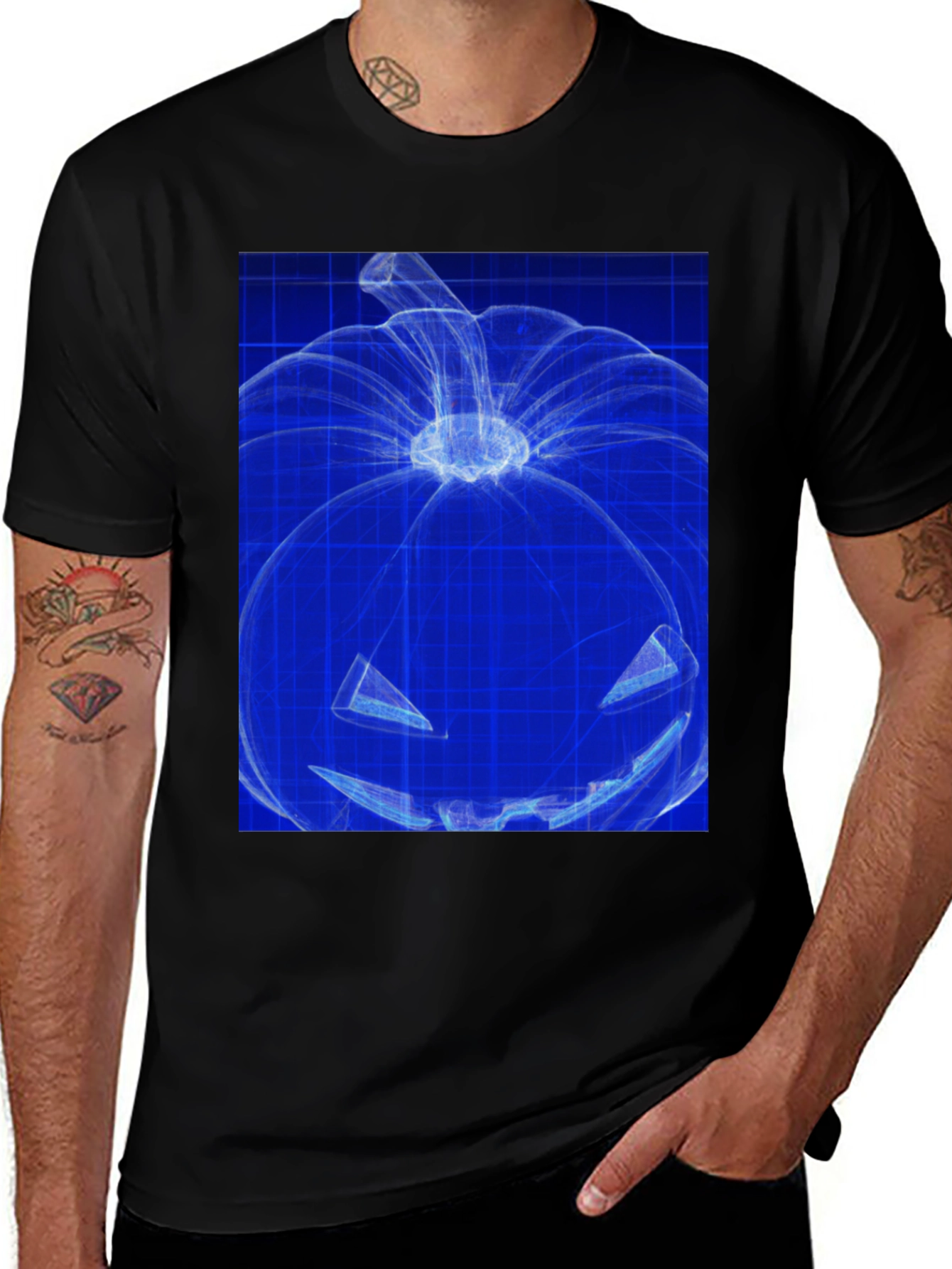 Variant 17 of Blue Pumpkin Blueprint Graphic T-Shirt