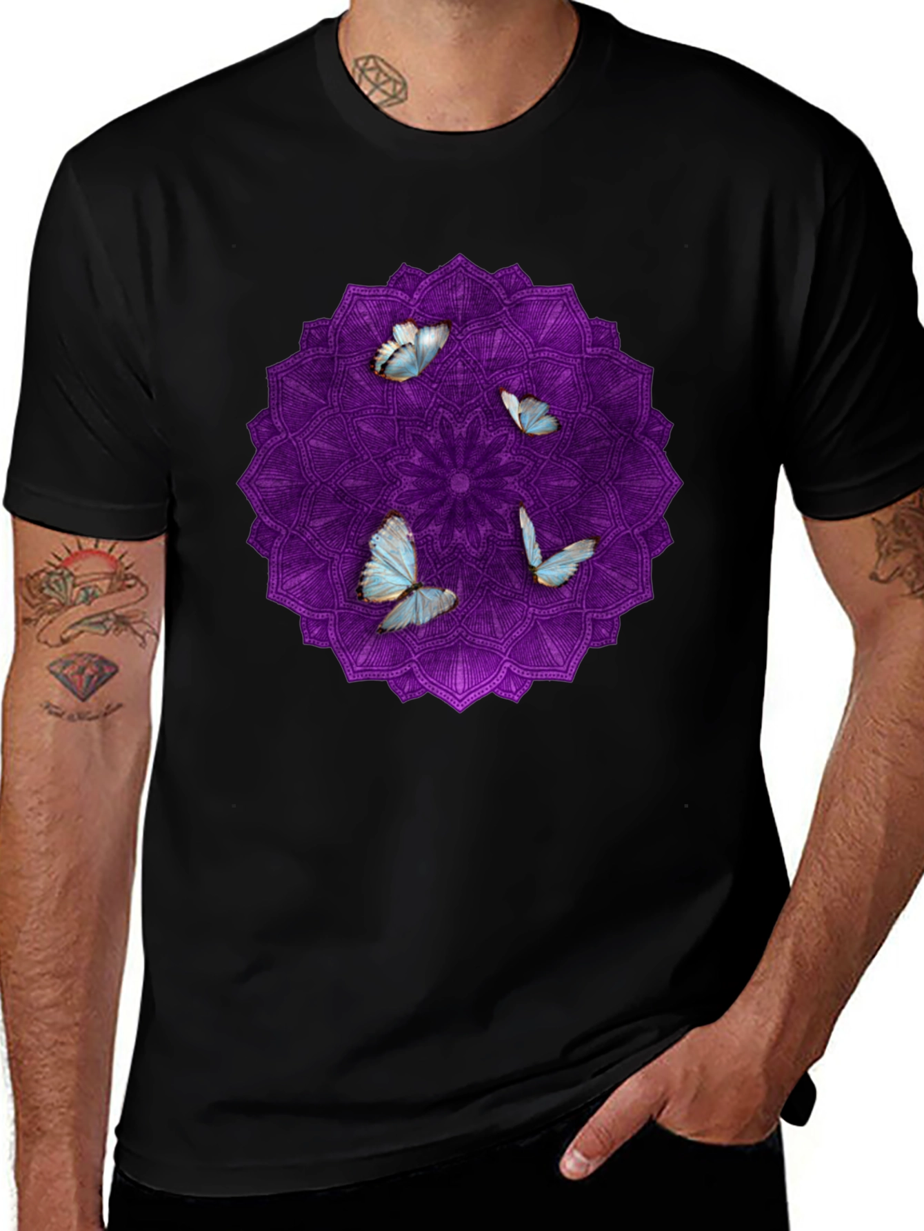 Variant 16 of Butterfly Mandala Black T-Shirt