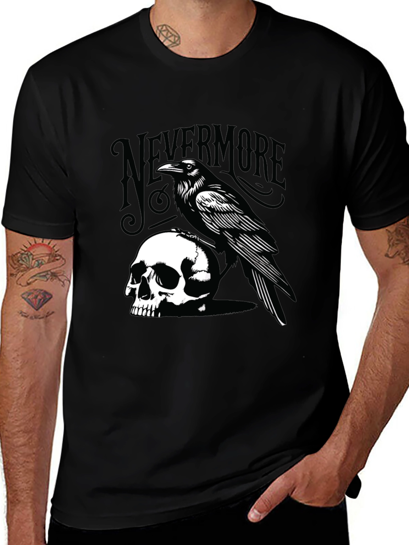 Variant 11 of Raven & Skull Graphic Tee - Nevermore T-Shirt