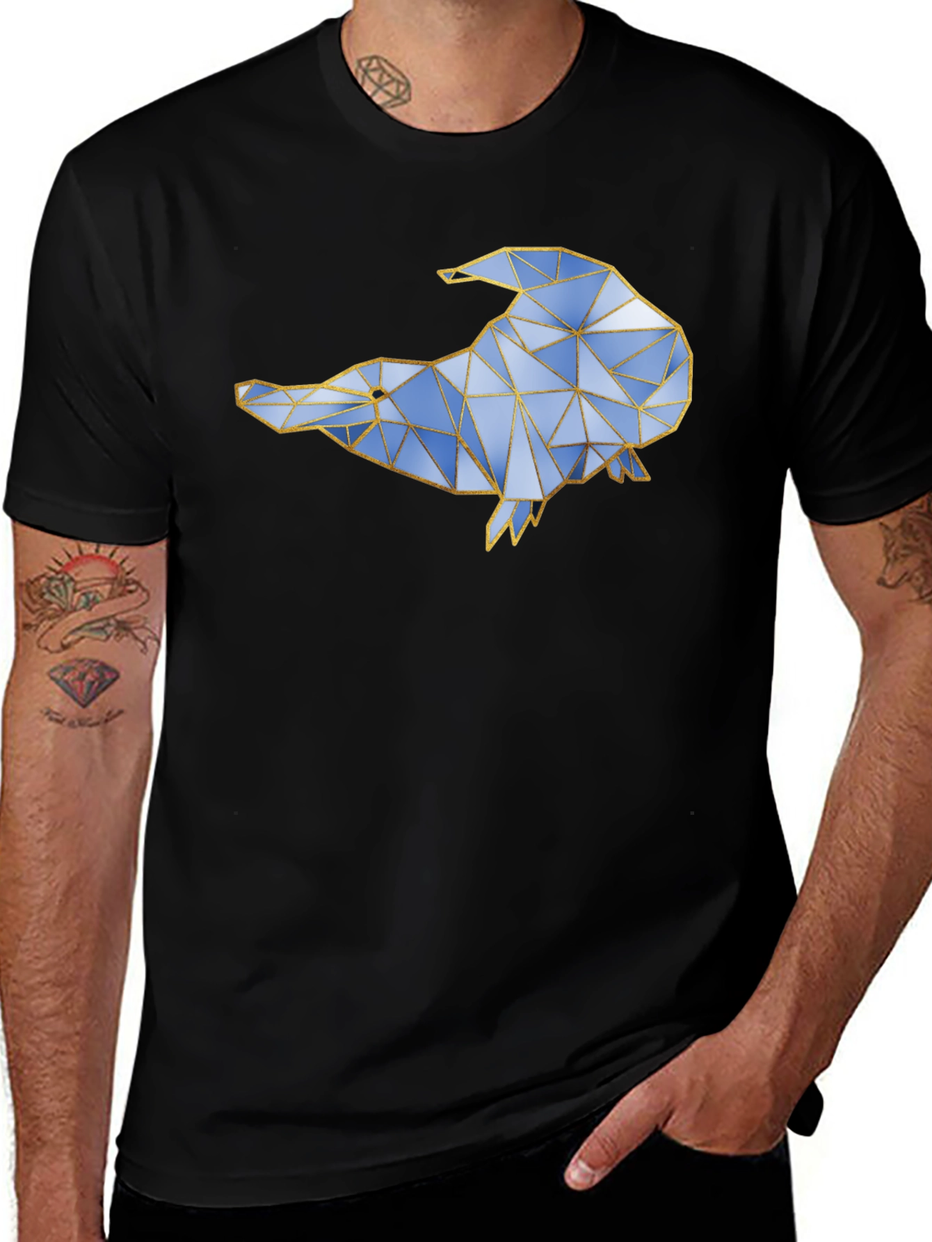 Variant 26 of Geometric Dolphin Graphic Tee - Modern Style