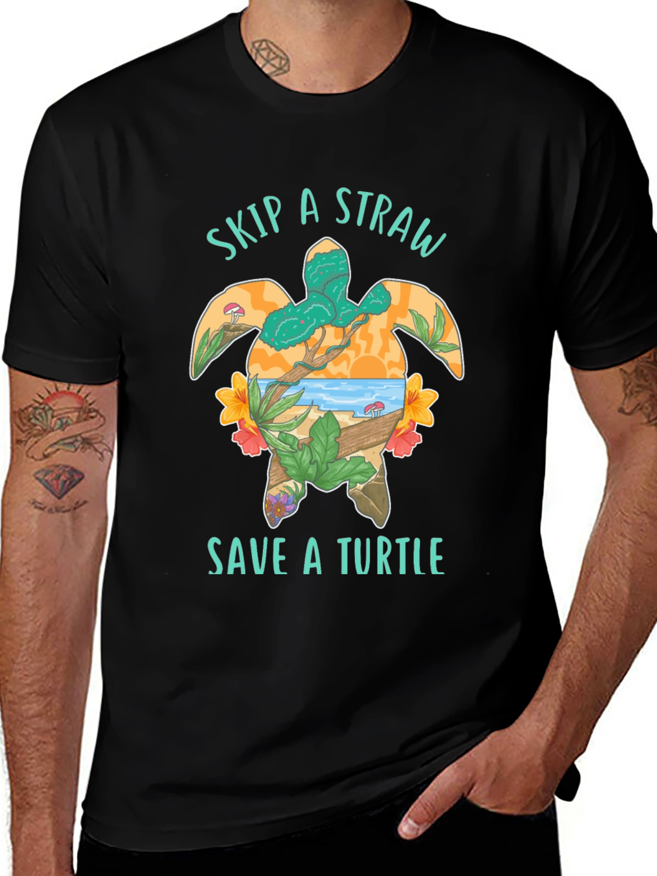 Variant 22 of Skip A Straw Save A Turtle T-Shirt