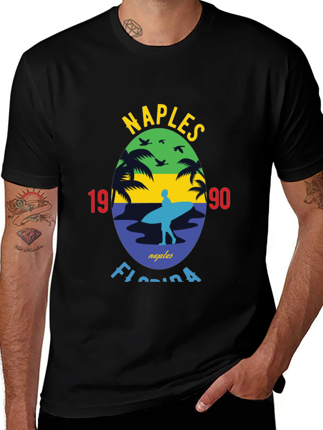 Variant 28 of Naples Florida 1990 Surf T-Shirt