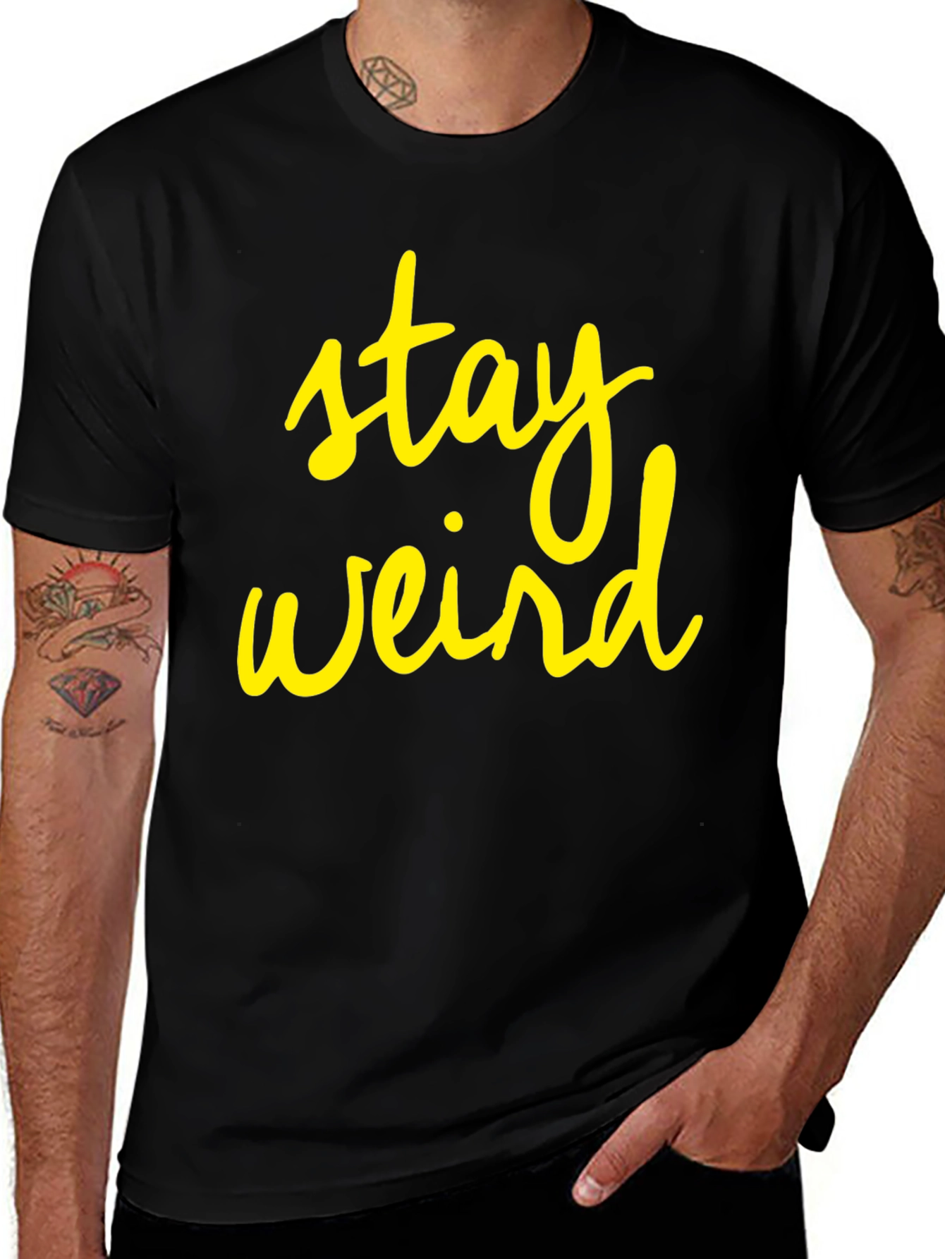 Variant 14 of Stay Weird Graphic Tee - Black