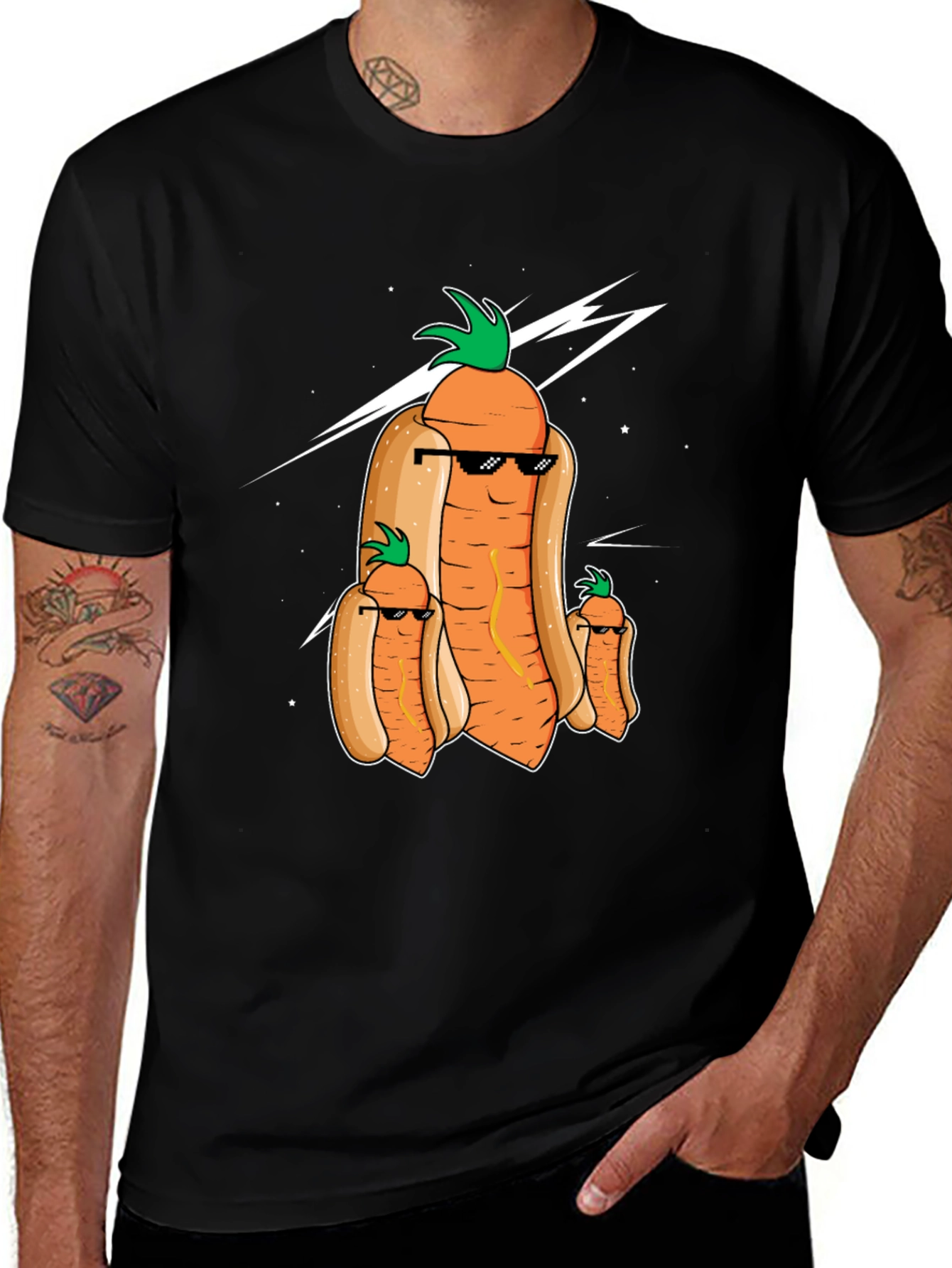 Variant 4 of Funny Carrot Hot Dog Graphic T-Shirt