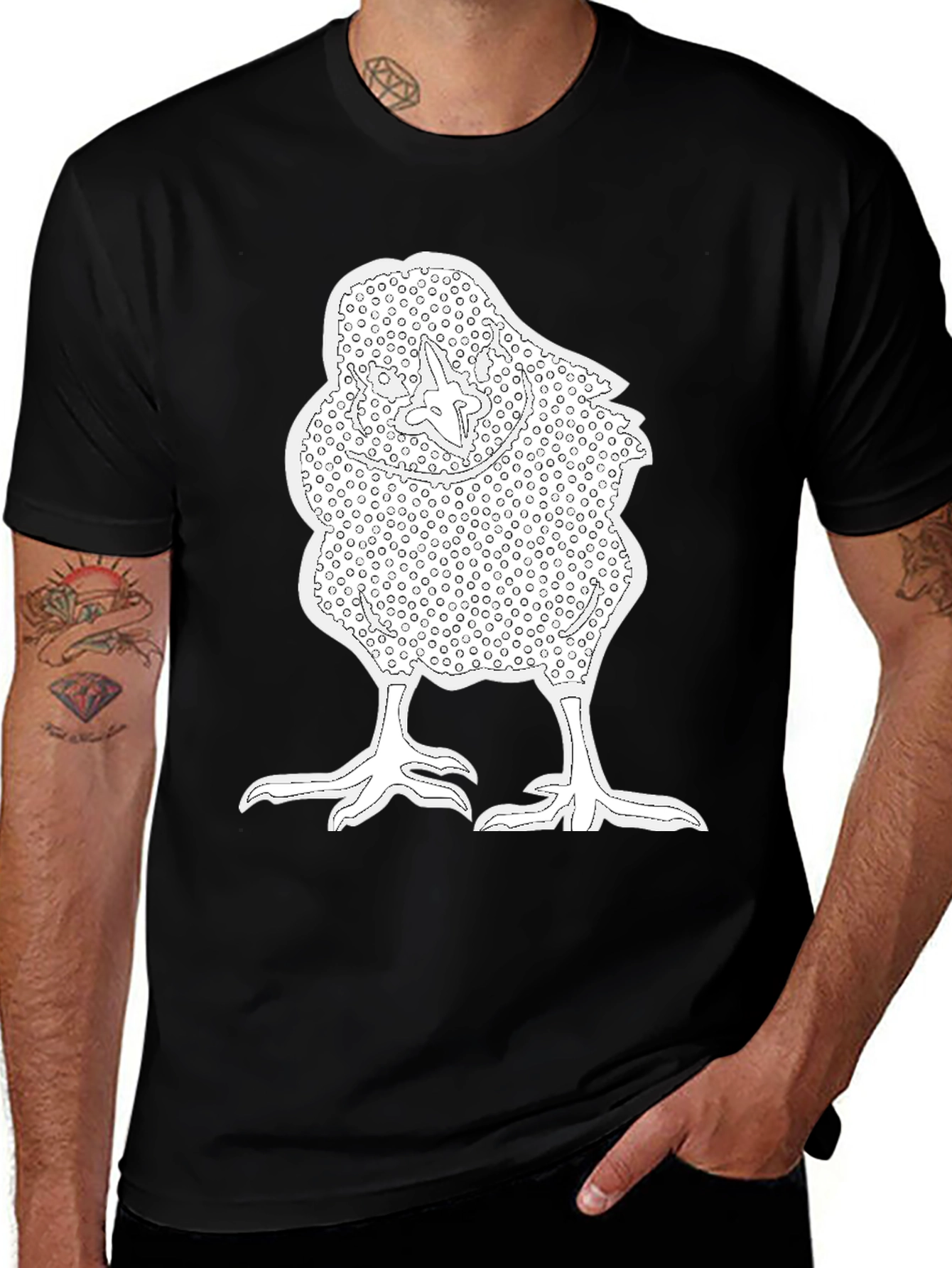 Variant 2 of Funny Chicken Graphic Black T-Shirt