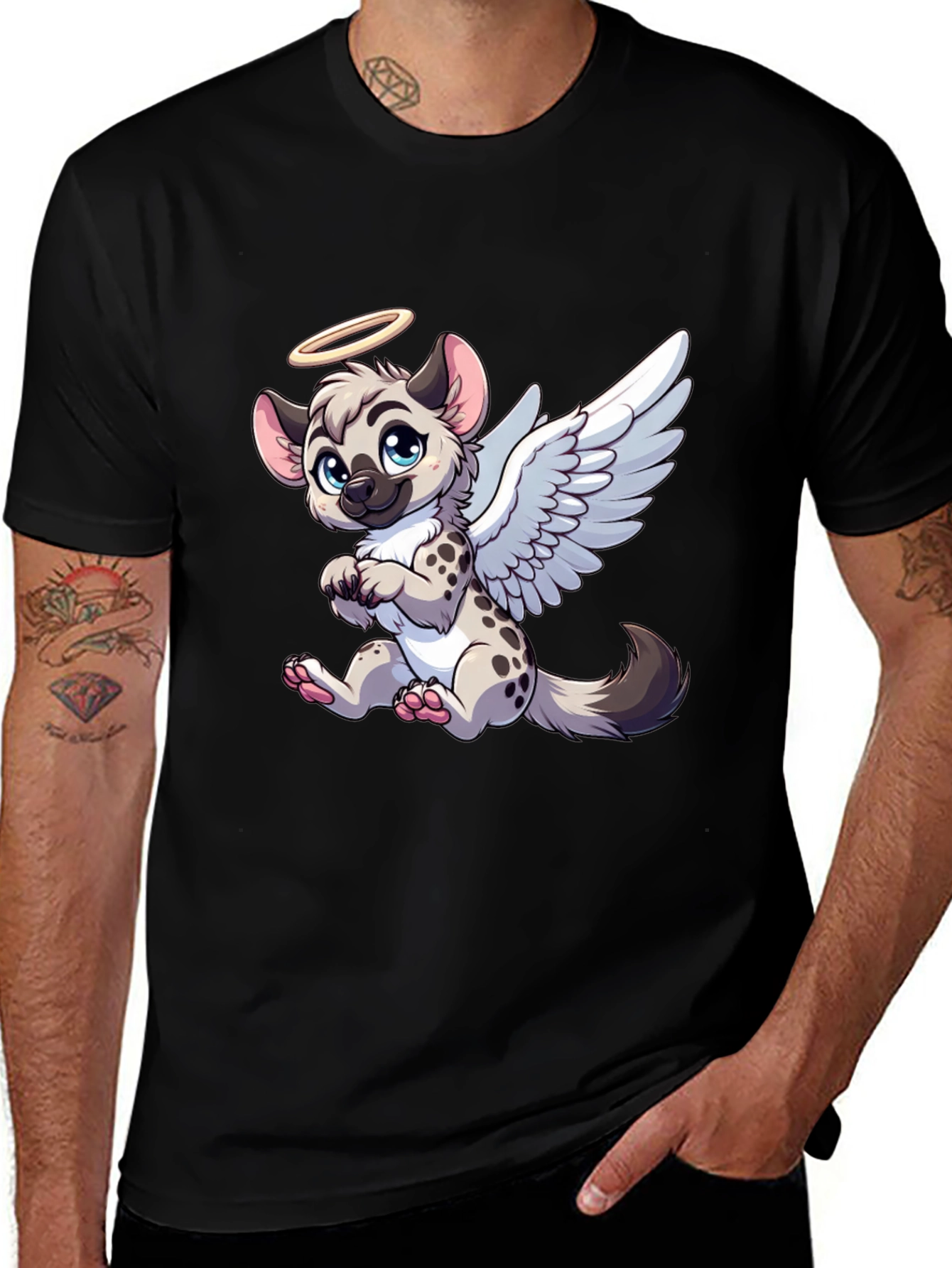 Variant 15 of Angel Hyena Graphic Tee - Black Comfort Fit Shirt
