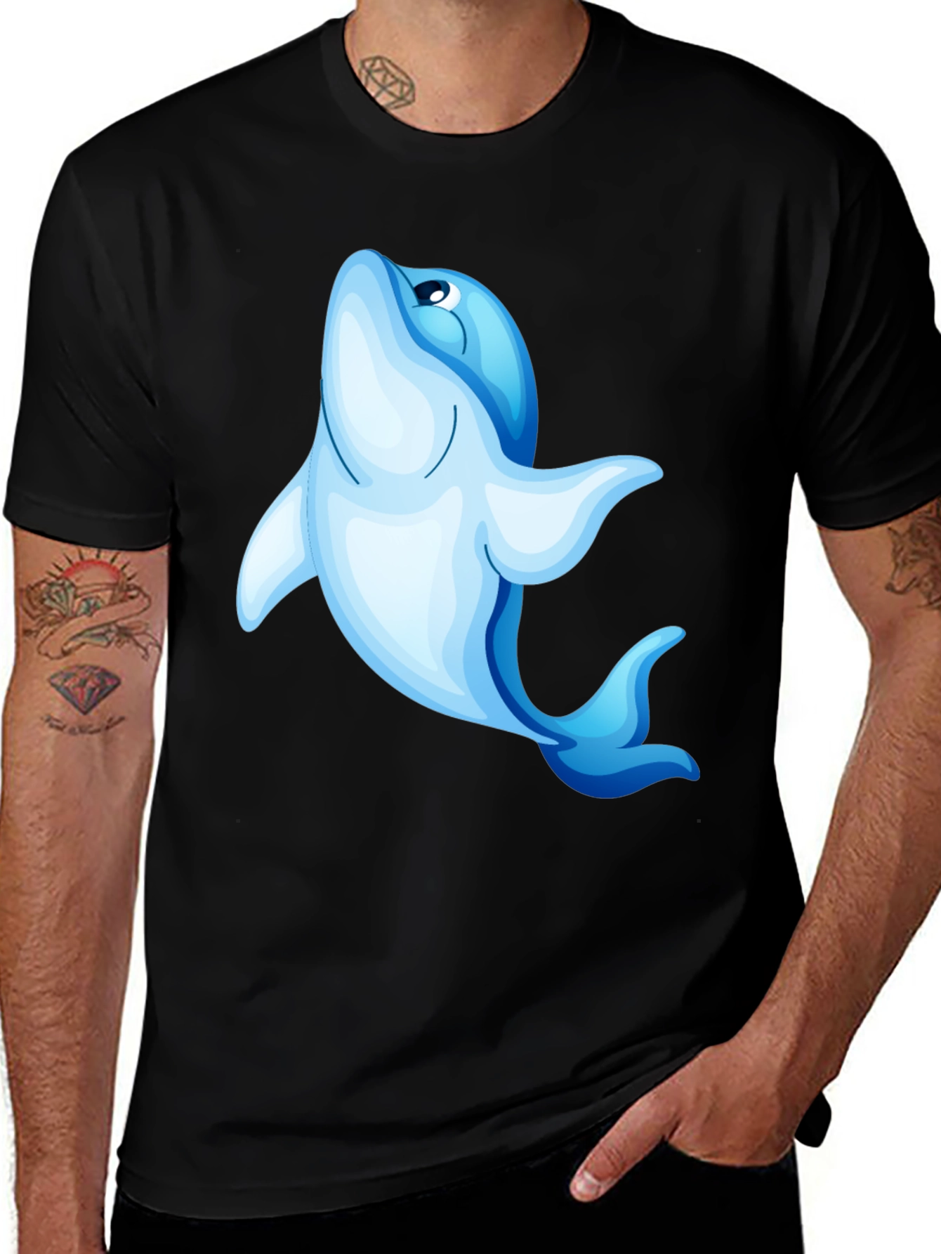 Variant 11 of Cartoon Dolphin T-Shirt - Fun and Playful Design
