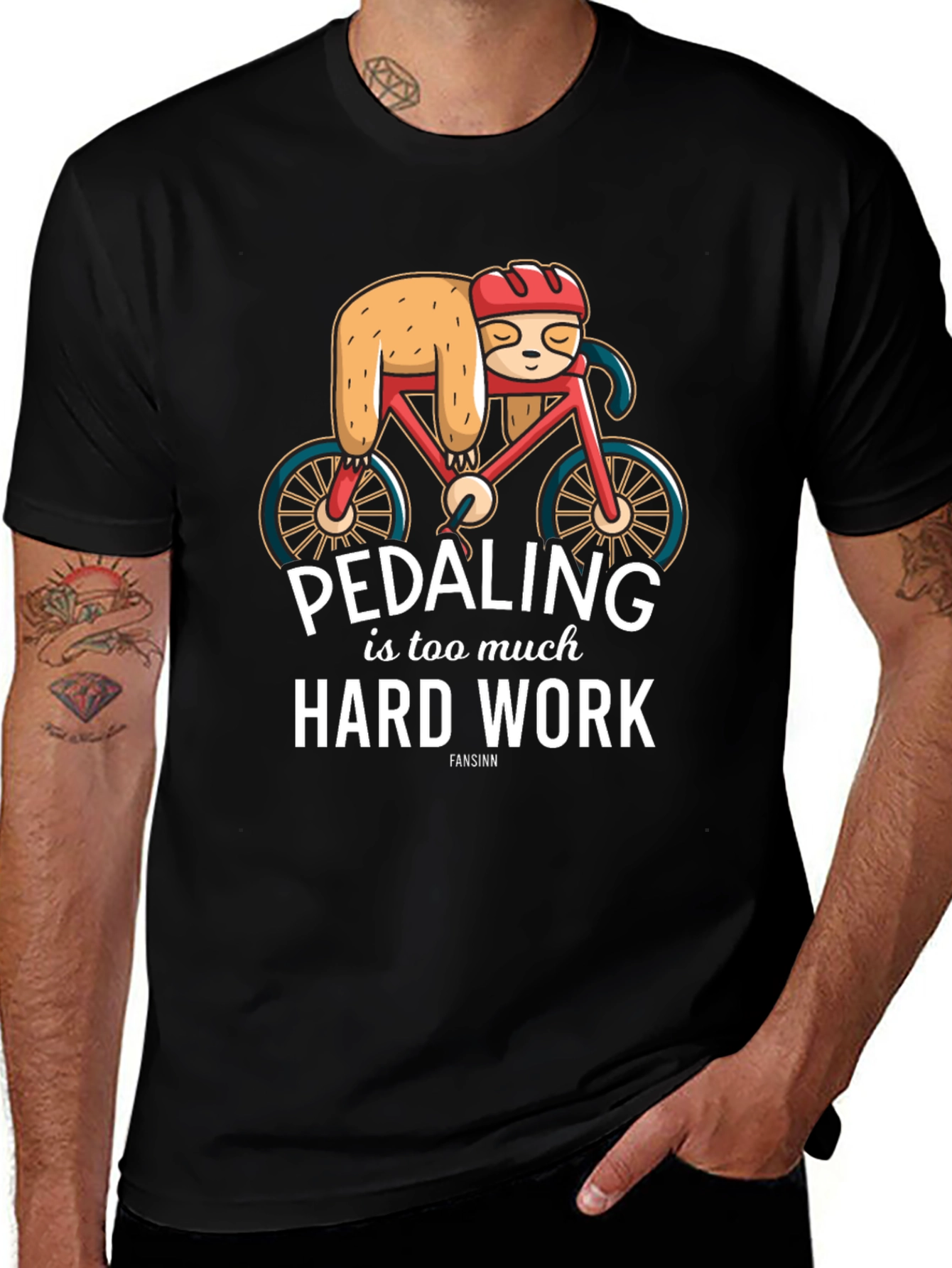 Variant 27 of Sloth on Bike T-Shirt - Pedaling is Too Much Hard Work