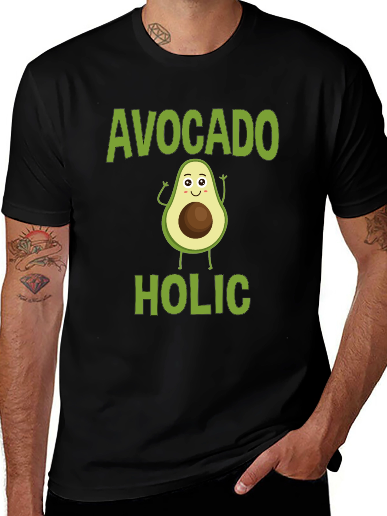 Variant 29 of Avocado-holic Graphic Tee - Black Cotton T-Shirt