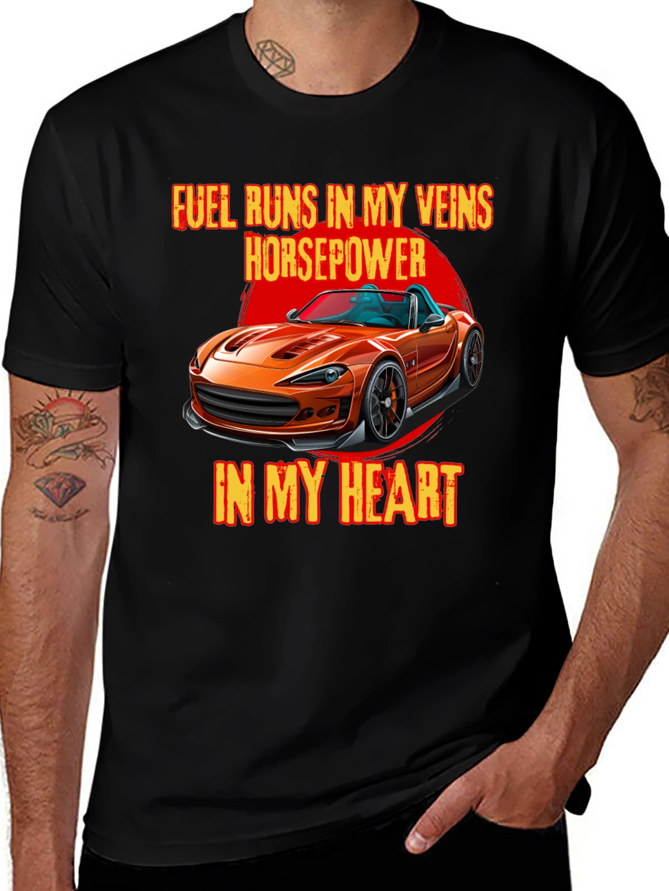 Variant 21 of Fuel Runs in My Veins T-Shirt - Horsepower Car Design