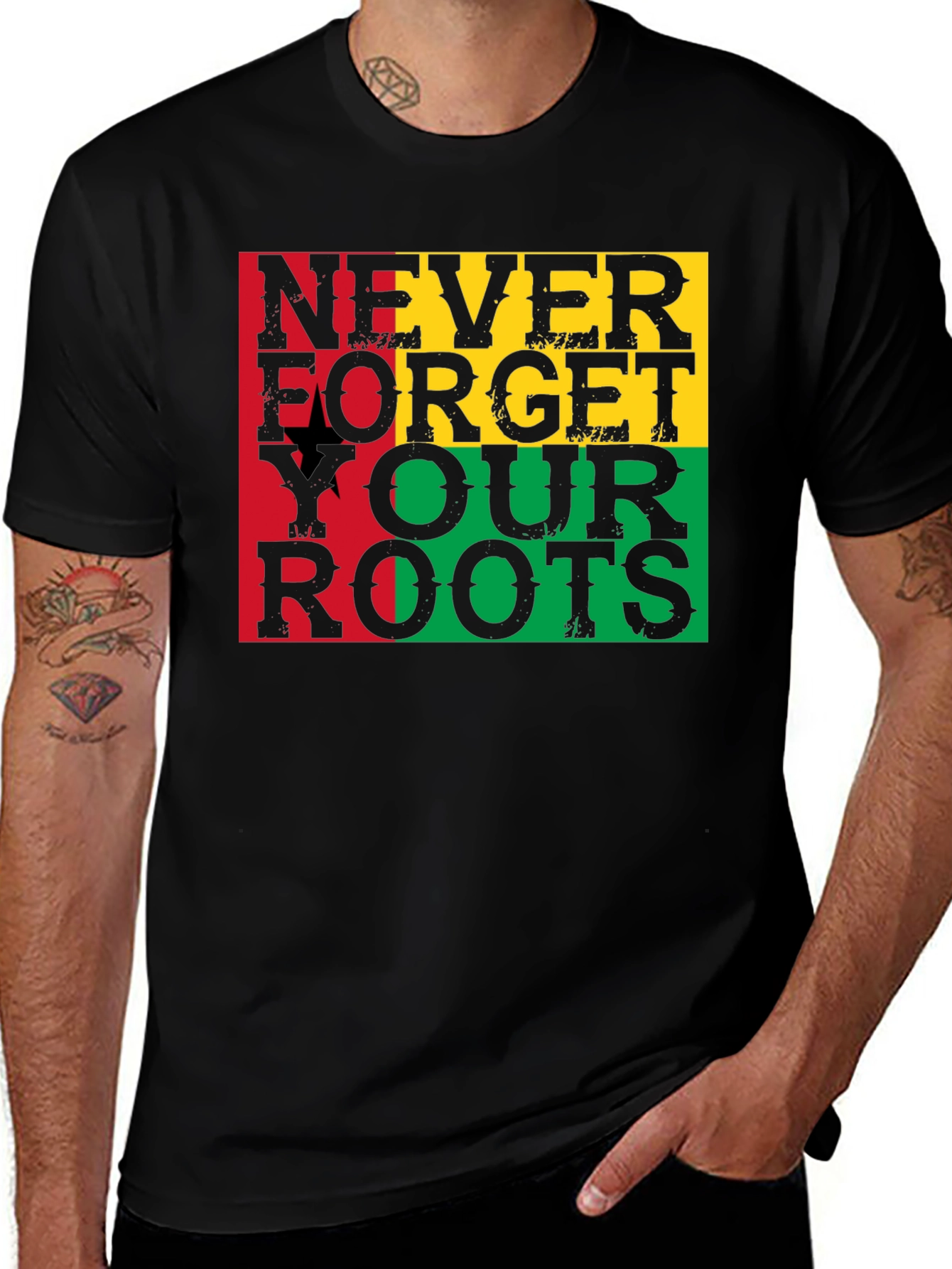 Variant 20 of Rasta Roots T-Shirt - Never Forget Your Roots