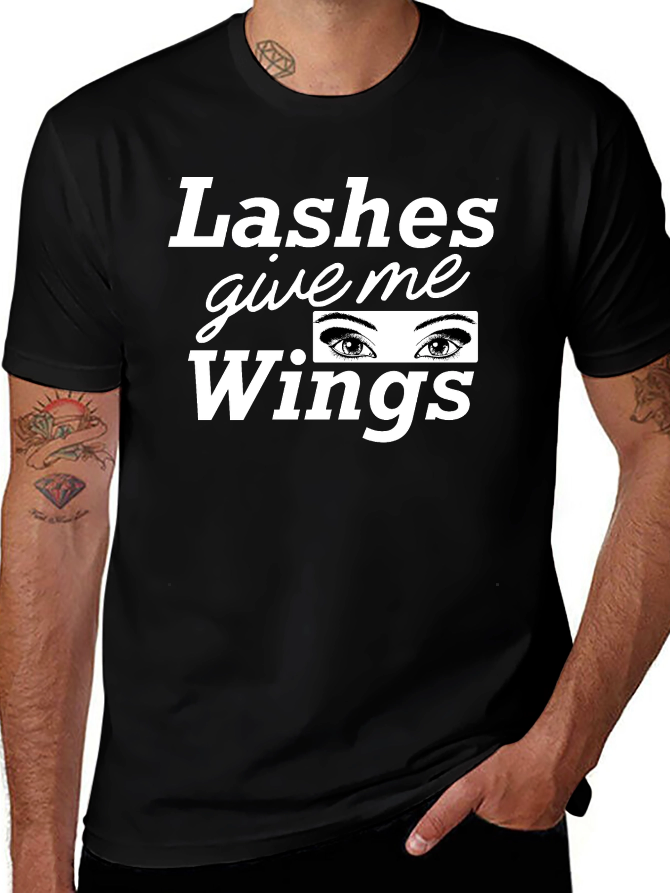 Lashes Give Me Wings Graphic T-Shirt - Black