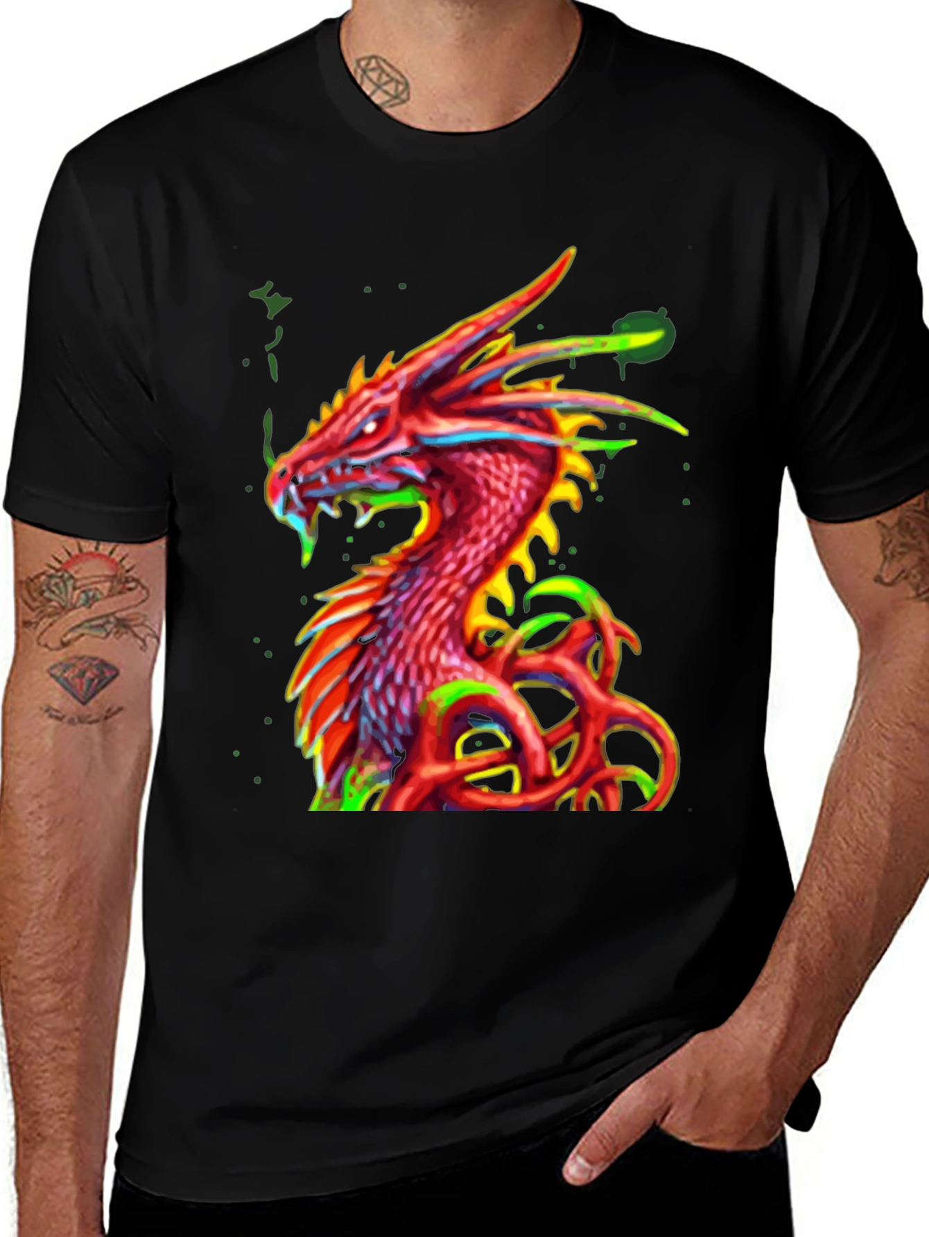 Variant 4 of Fiery Dragon Graphic Tee - Bold & Unique!