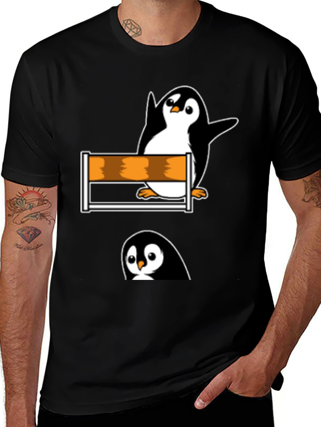 Variant 27 of Penguin Hurdler Graphic Tee - Black
