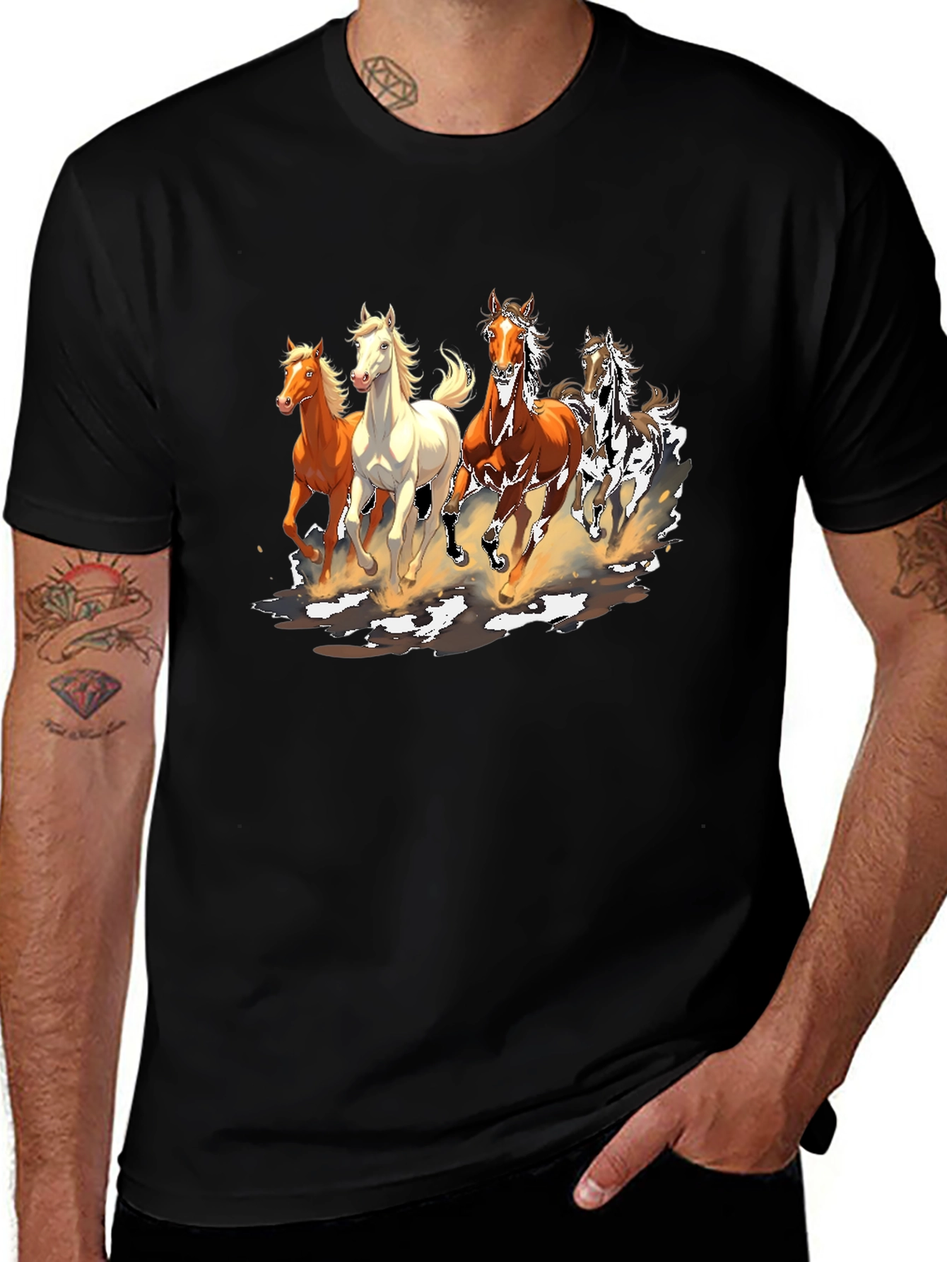 Variant 20 of Horse Print Crew Neck T-Shirt