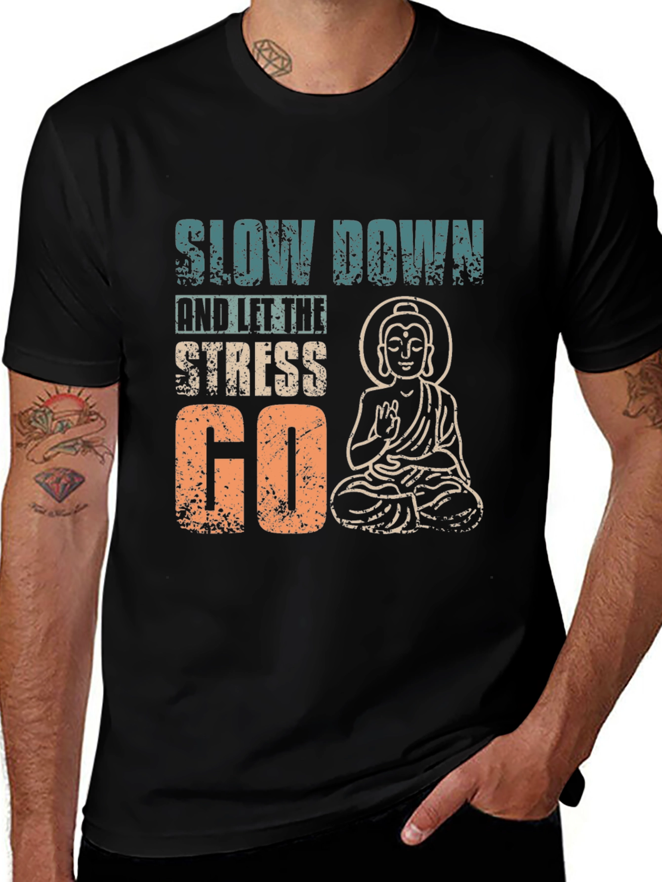 Variant 16 of Relaxed Fit T-Shirt with Buddha Graphic