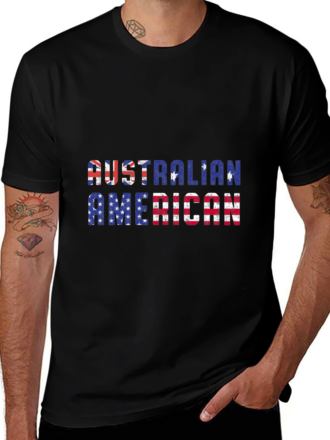 Australian American Flag Patriotic Graphic T-Shirt
