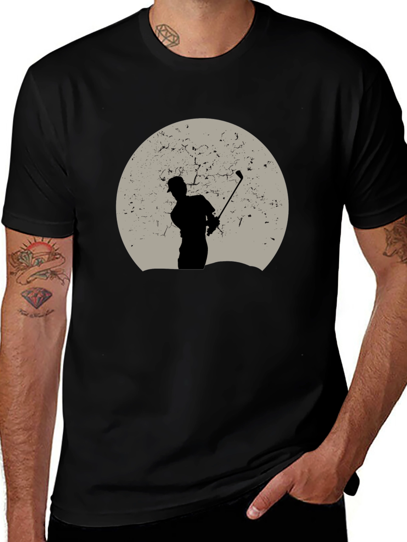Variant 15 of Golfer Silhouette Tee - Classic Black Cotton