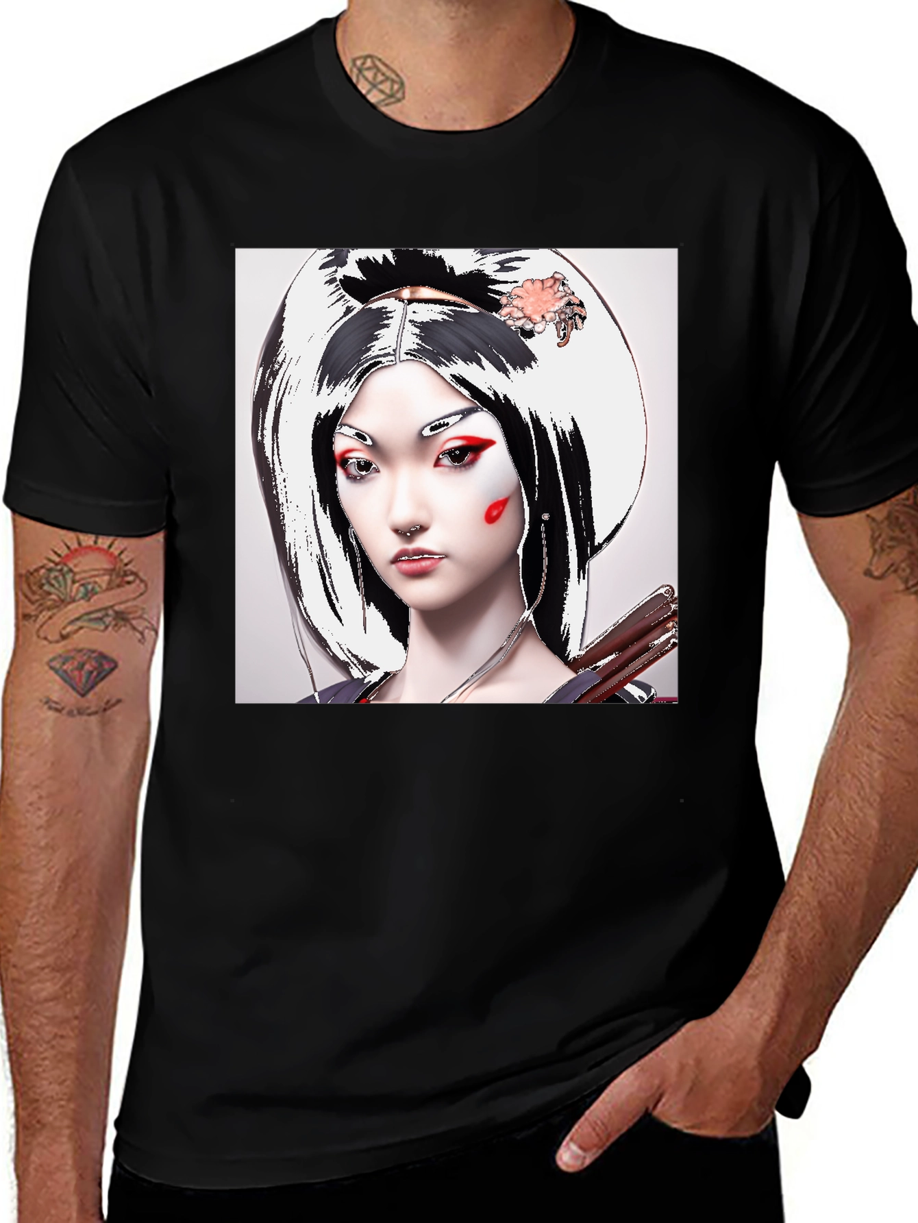 Variant 7 of Geisha Graphic Tee - Unique Artistic Design