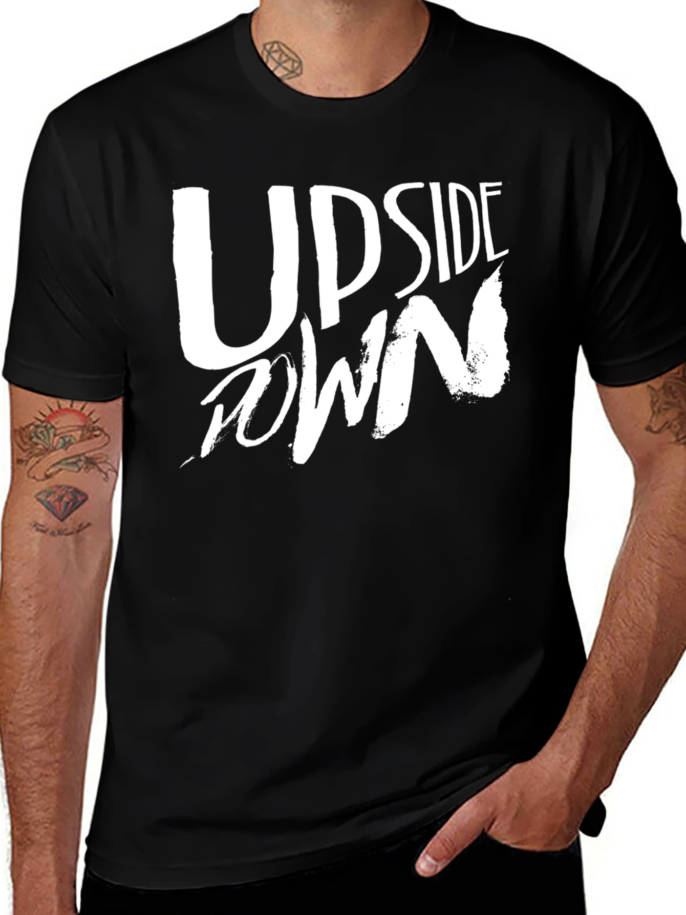 Variant 26 of Upside Down Graphic Print T-Shirt - Black