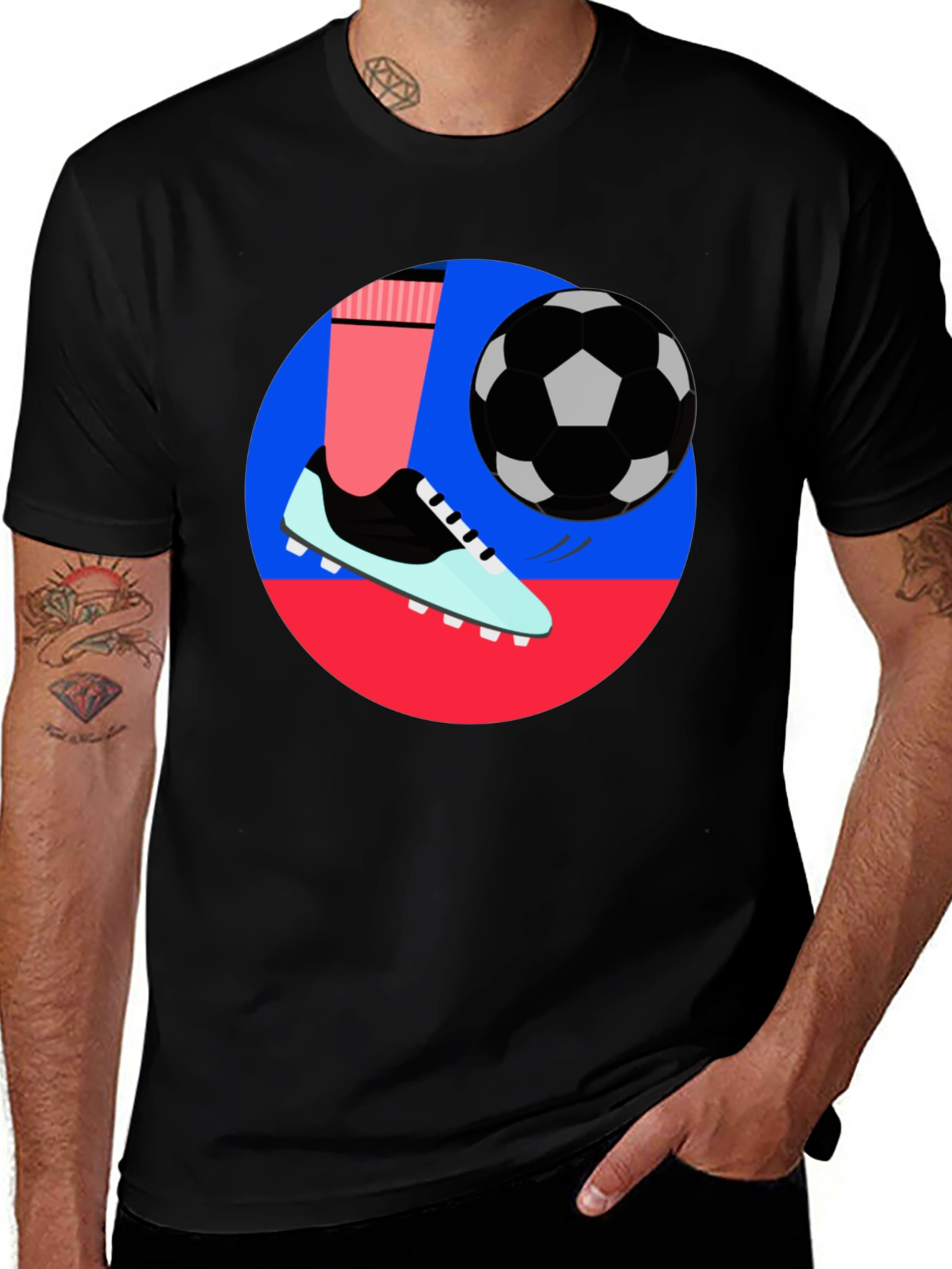 Variant 23 of Soccer Kick T-Shirt - Black Graphic Tee
