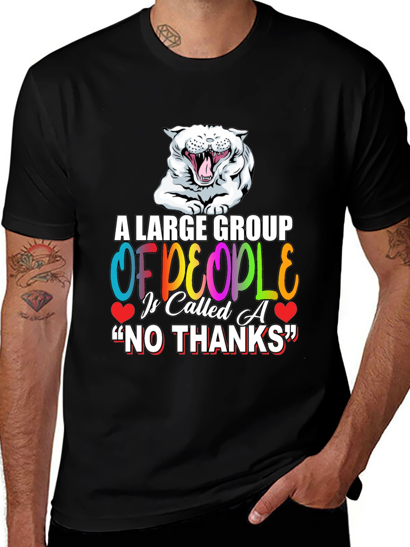 Black Funny 'No Thanks' Graphic Tee main image