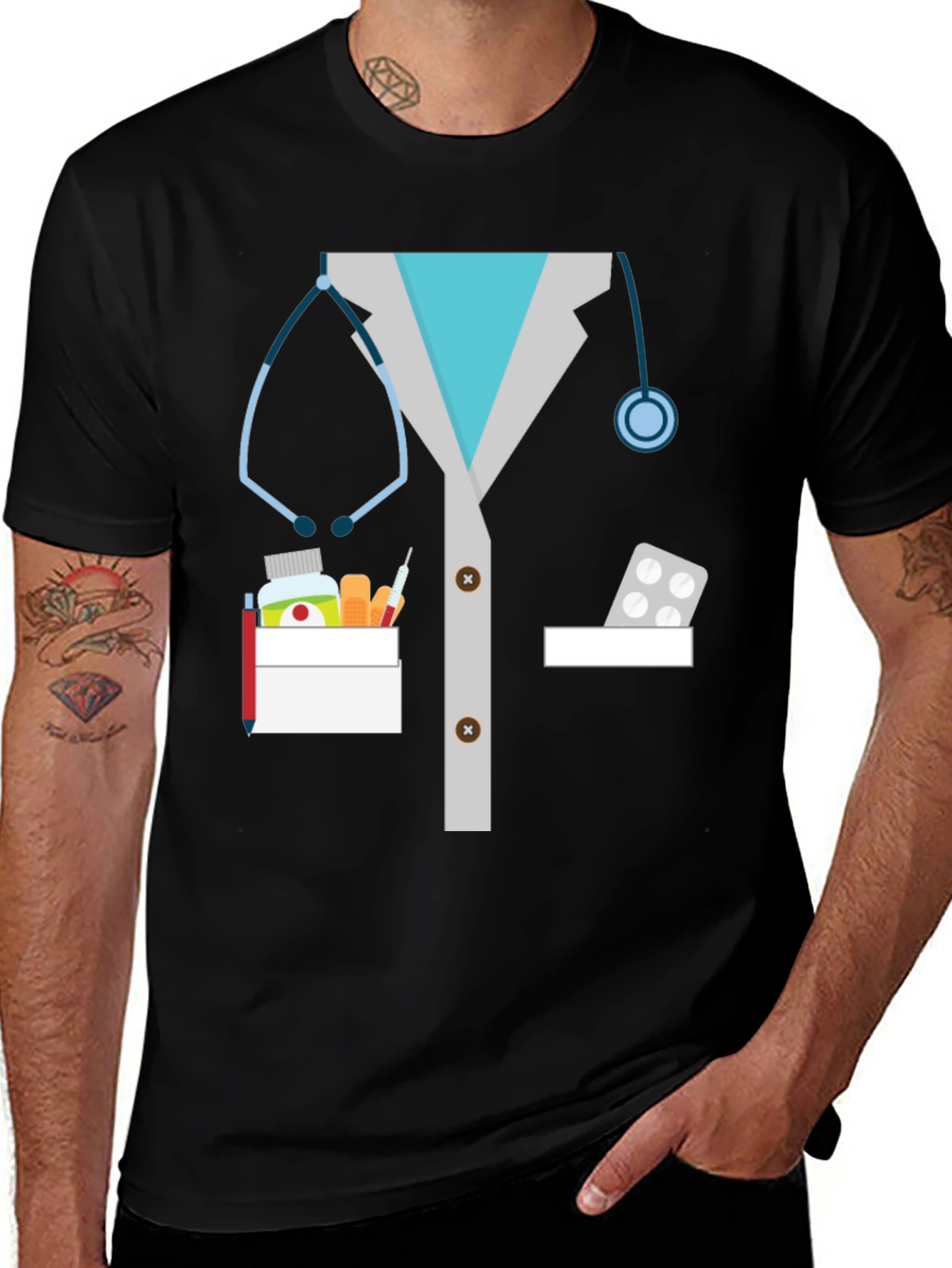 Black Doctor Lab Coat Graphic Novelty T-Shirt main image