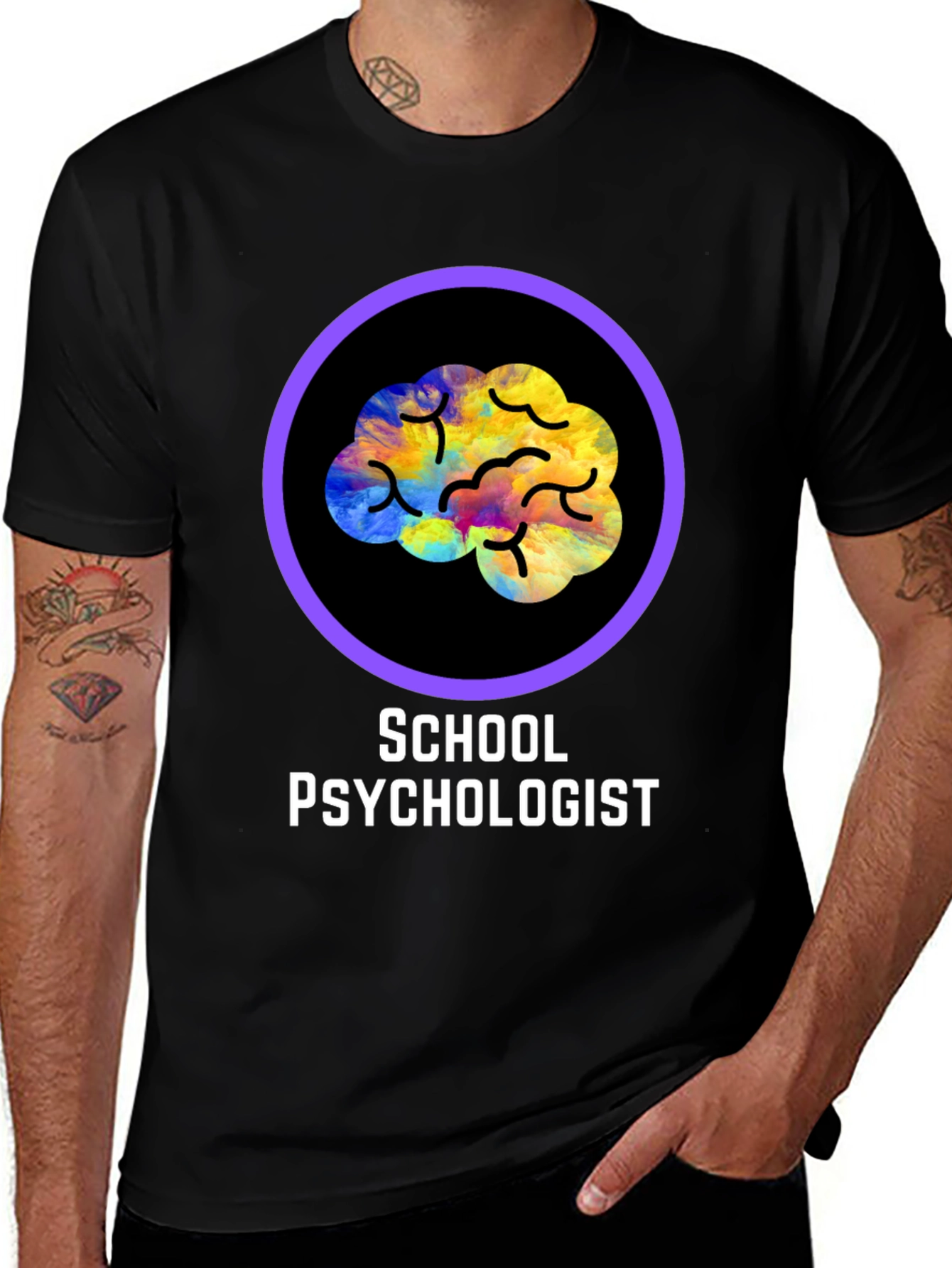 School Psychologist T-Shirt - Brain Design