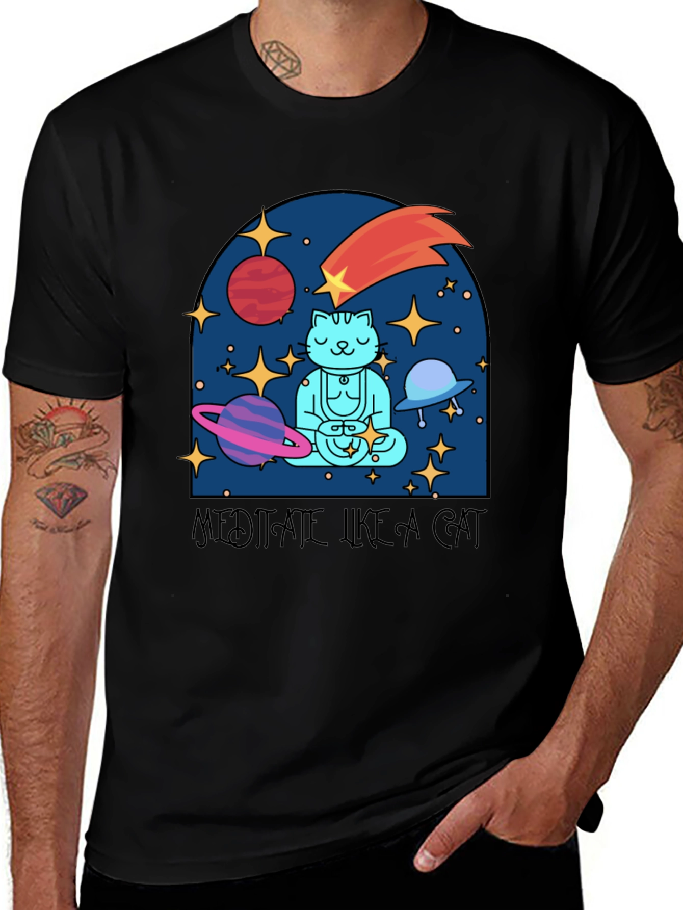 Variant 5 of Meditate Like a Cat Graphic T-Shirt