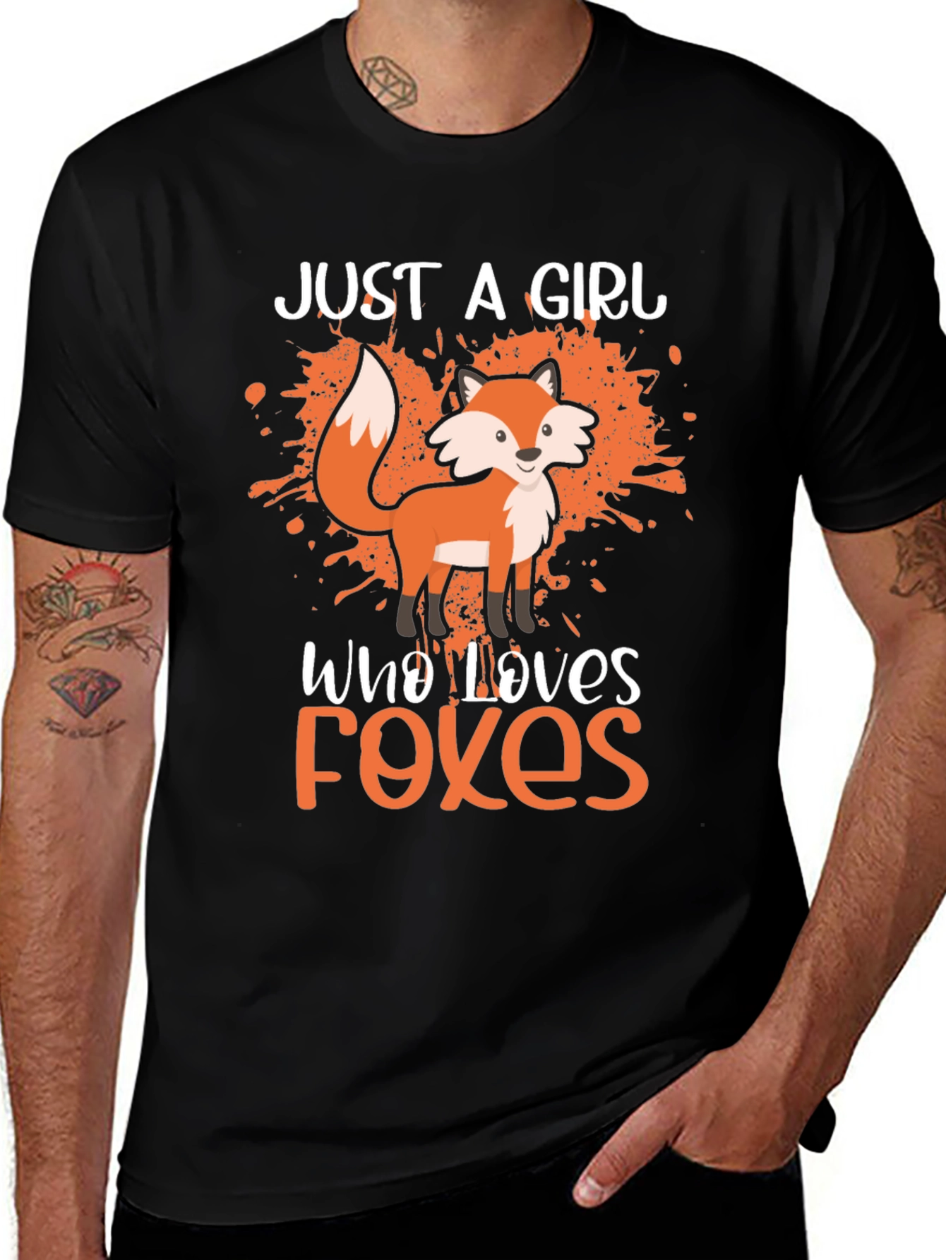 Black Just a Girl Who Loves Foxes T-Shirt main image