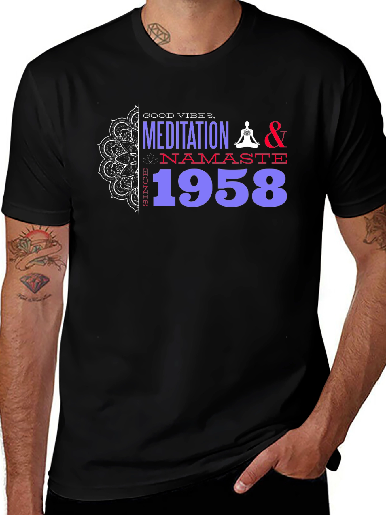 Variant 4 of Meditation Namaste 1958 Black T-Shirt