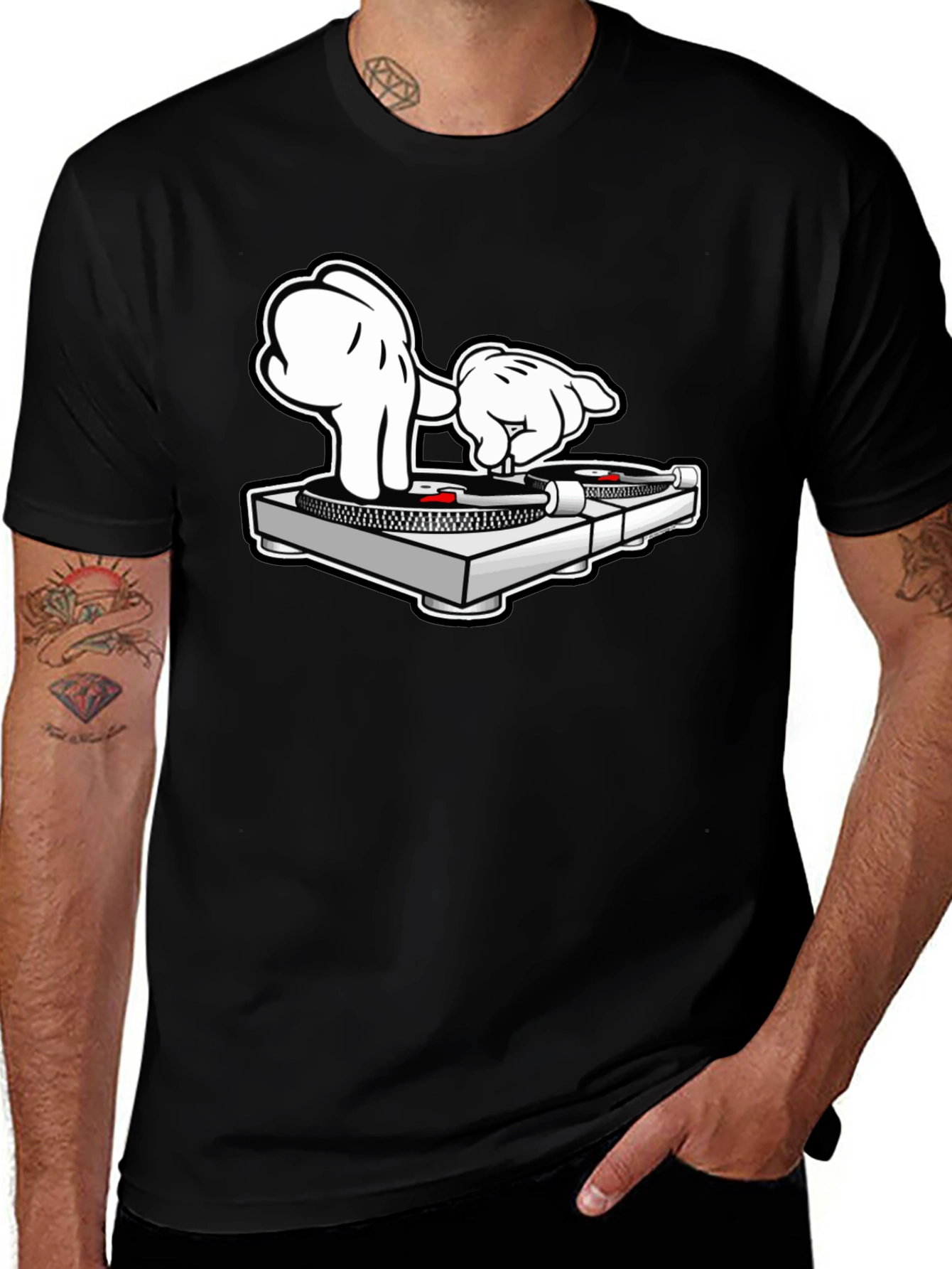 DJ Mickey Hands Turntable Graphic T-Shirt