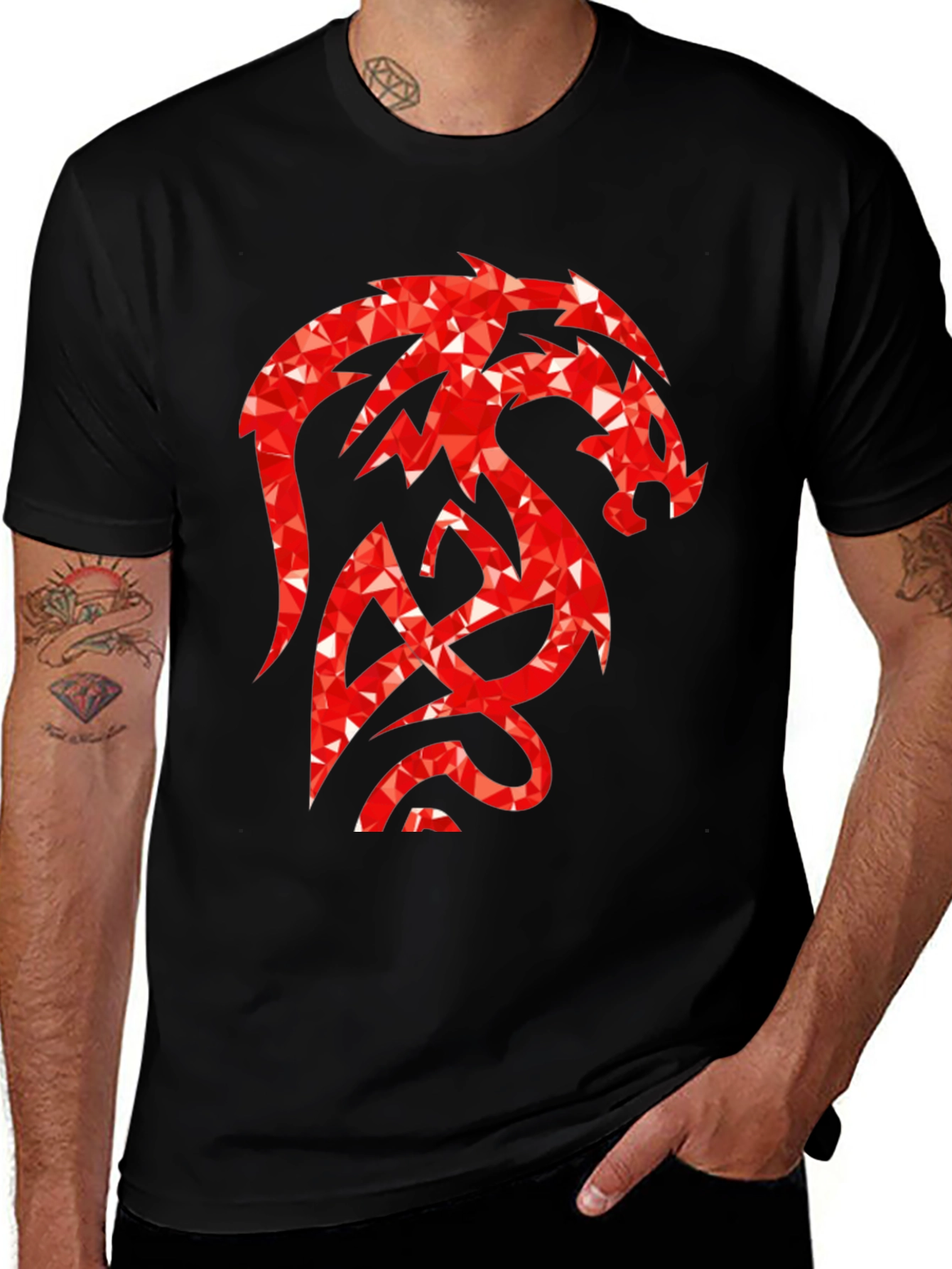 Variant 28 of Dragon Graphic Tee - Men's Black T-Shirt